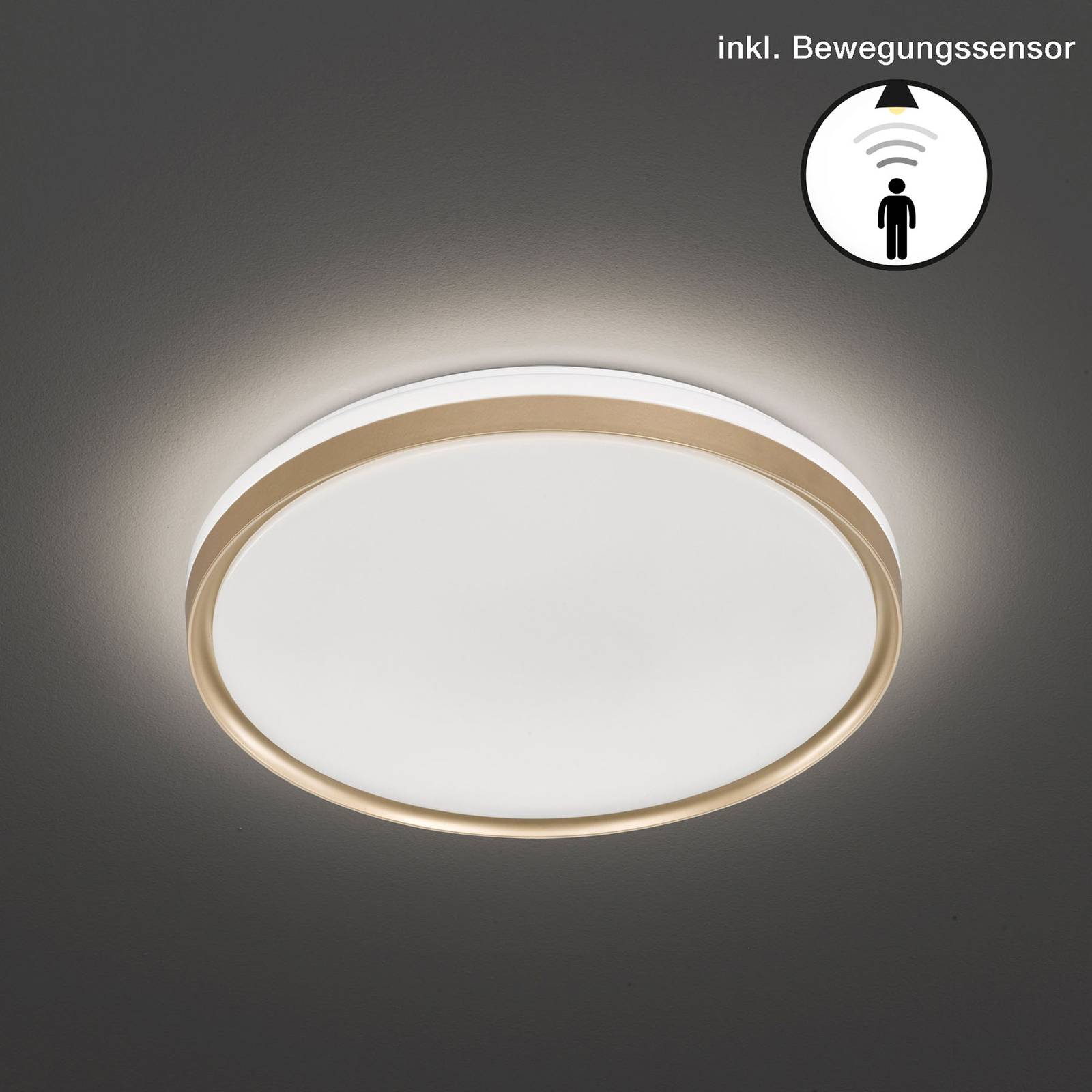 LED-taklampa Jaso BS, Ø 49 cm, guld