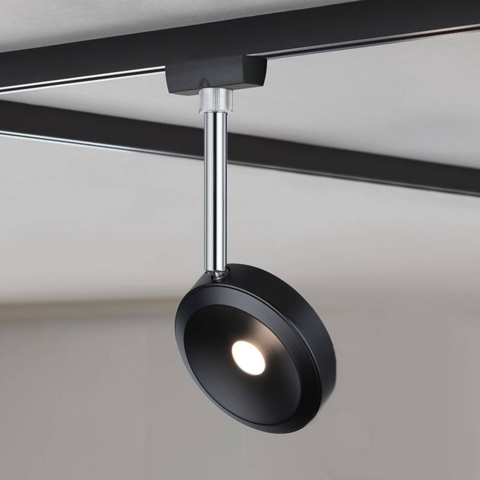 Paulmann URail LED-spotlight Discus svart, dimbar