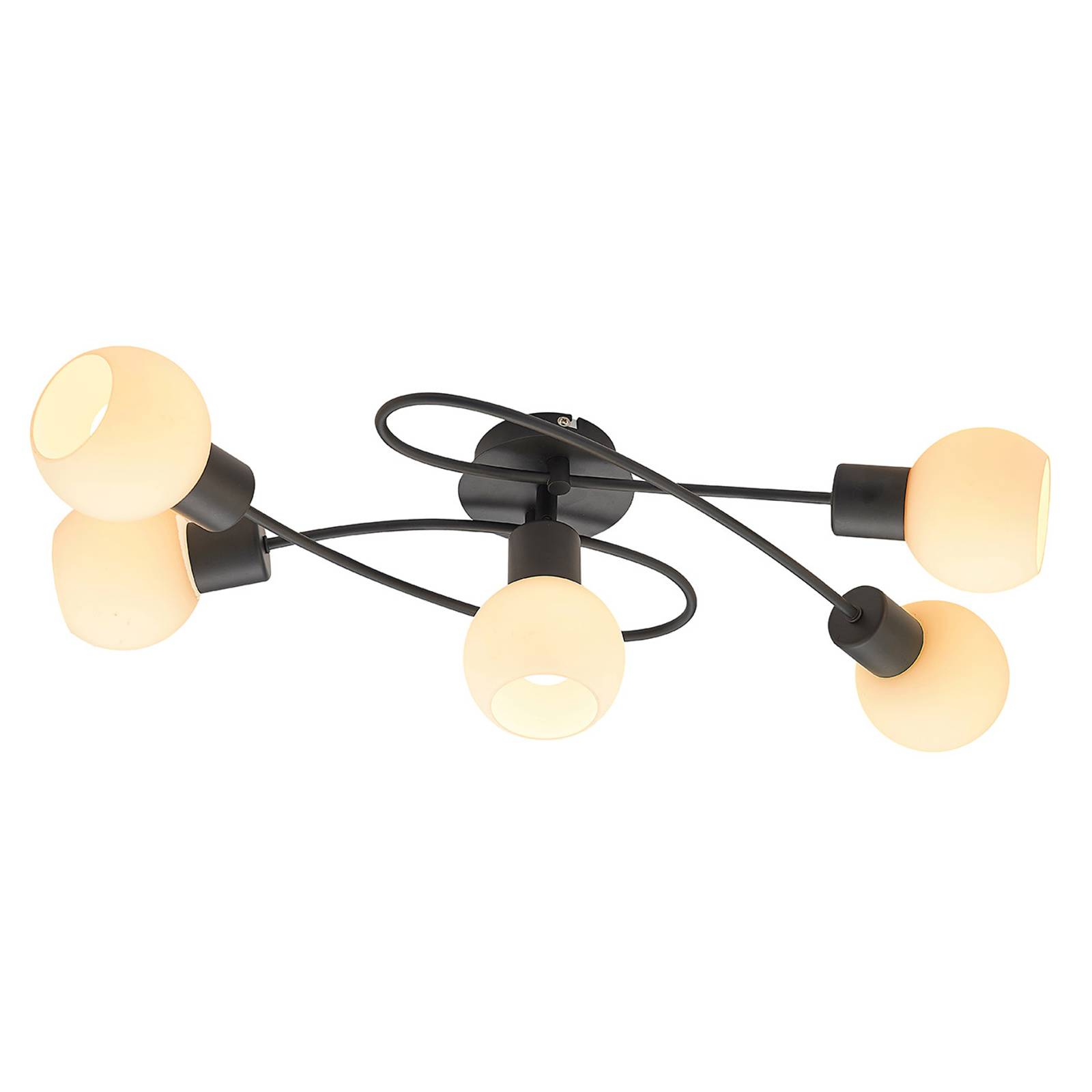 Lindby LED-taklampa Elaina 5 lampor lång svart vit
