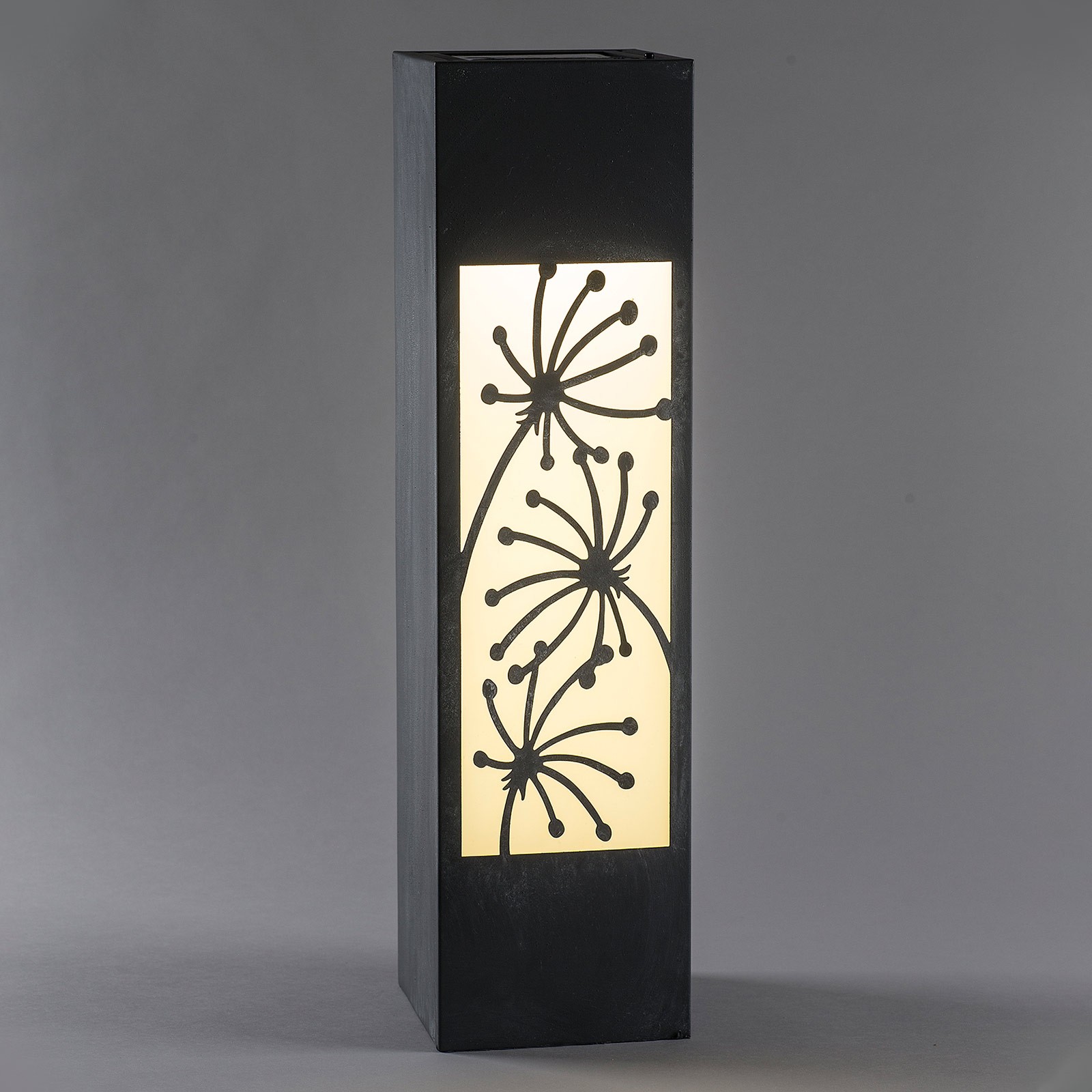 LED-solcellslampa Säule, betongoptik, blommotiv