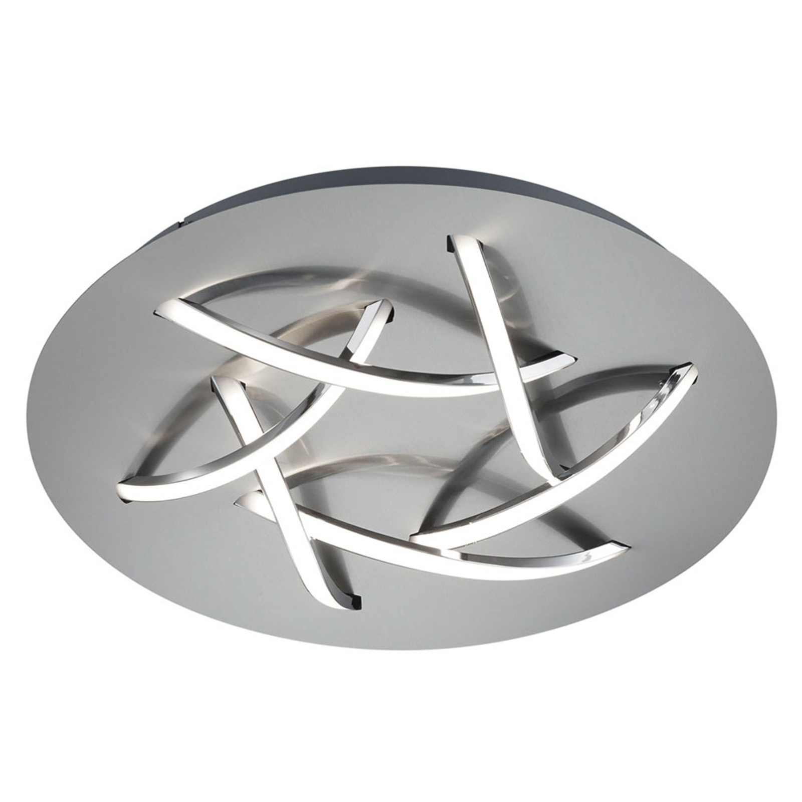 LED-taklampa Dolphin, nickel, Ø 45 cm