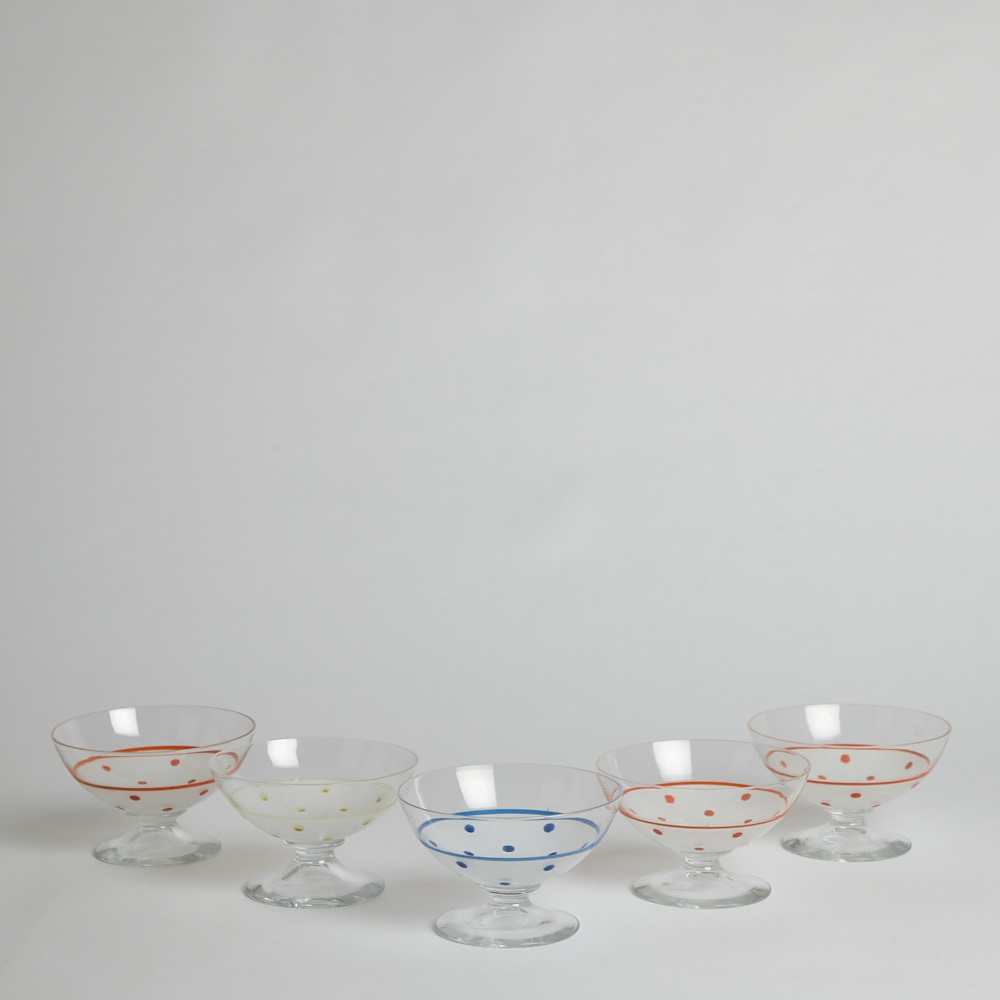 Vintage - SÅLD Prickiga Dessertskålar 5 st