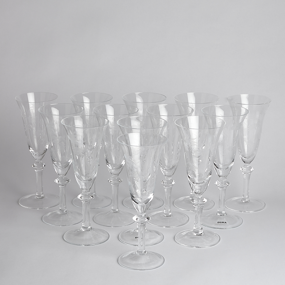 Vintage - SÅLD Champagneglas Blåklocka 13 st