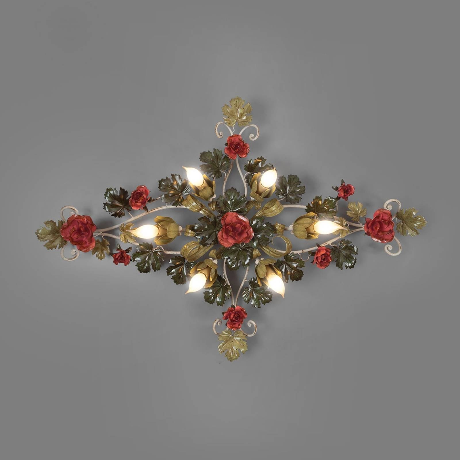 Taklampa Ancona med rosdekor, 115 cm