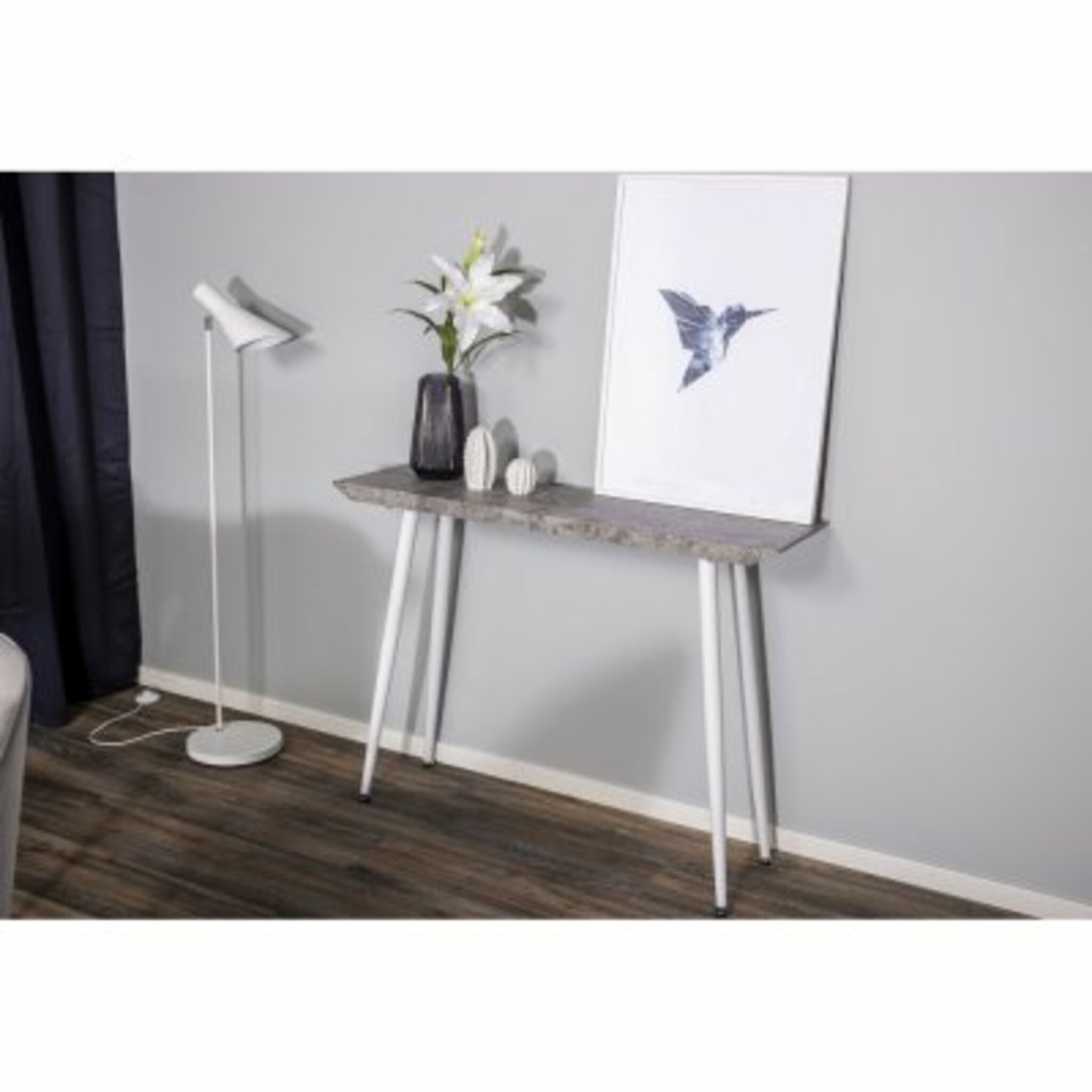 Avlastningsbord Edge 110cm, betong-look/vit