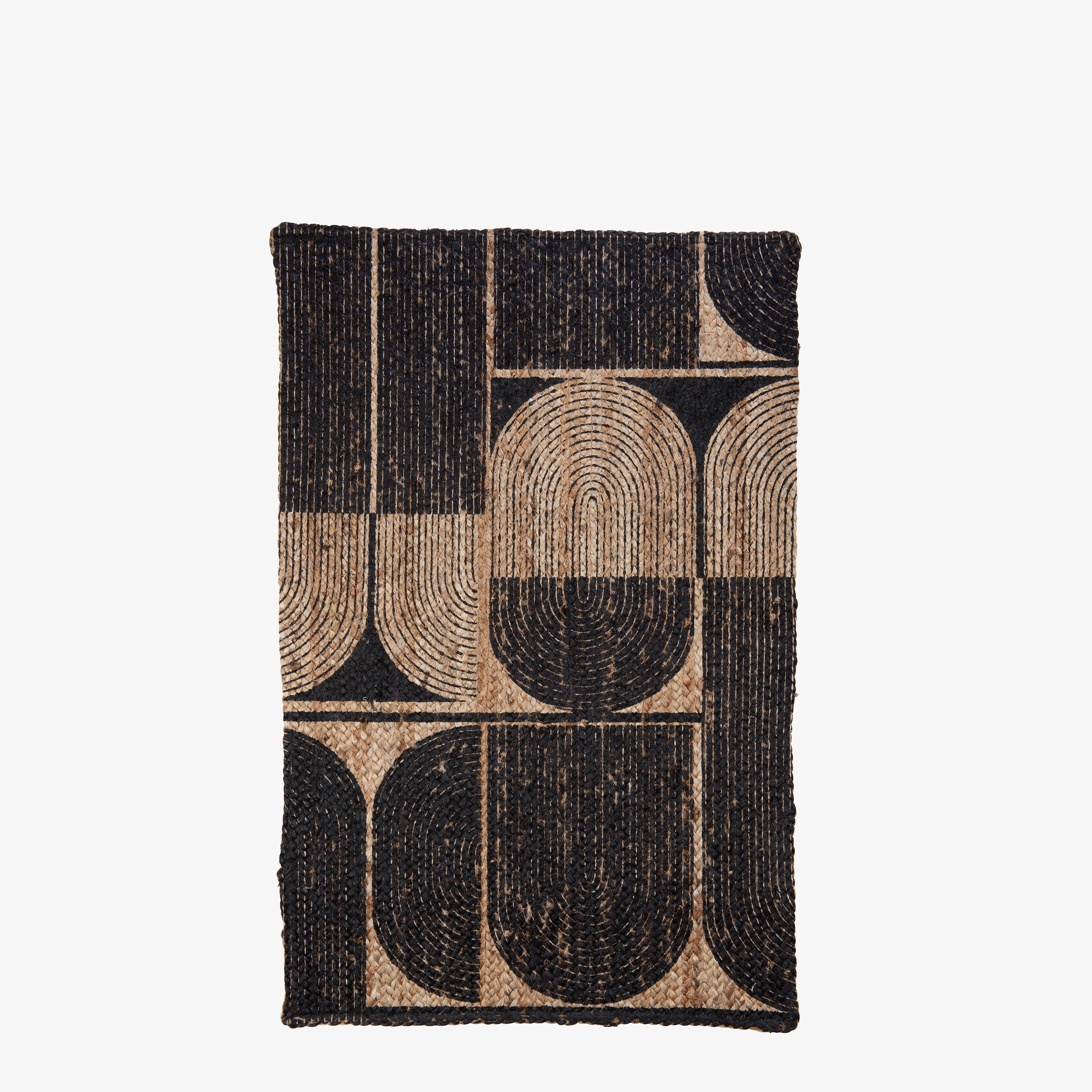 Handgjord Matta Jute Black Print