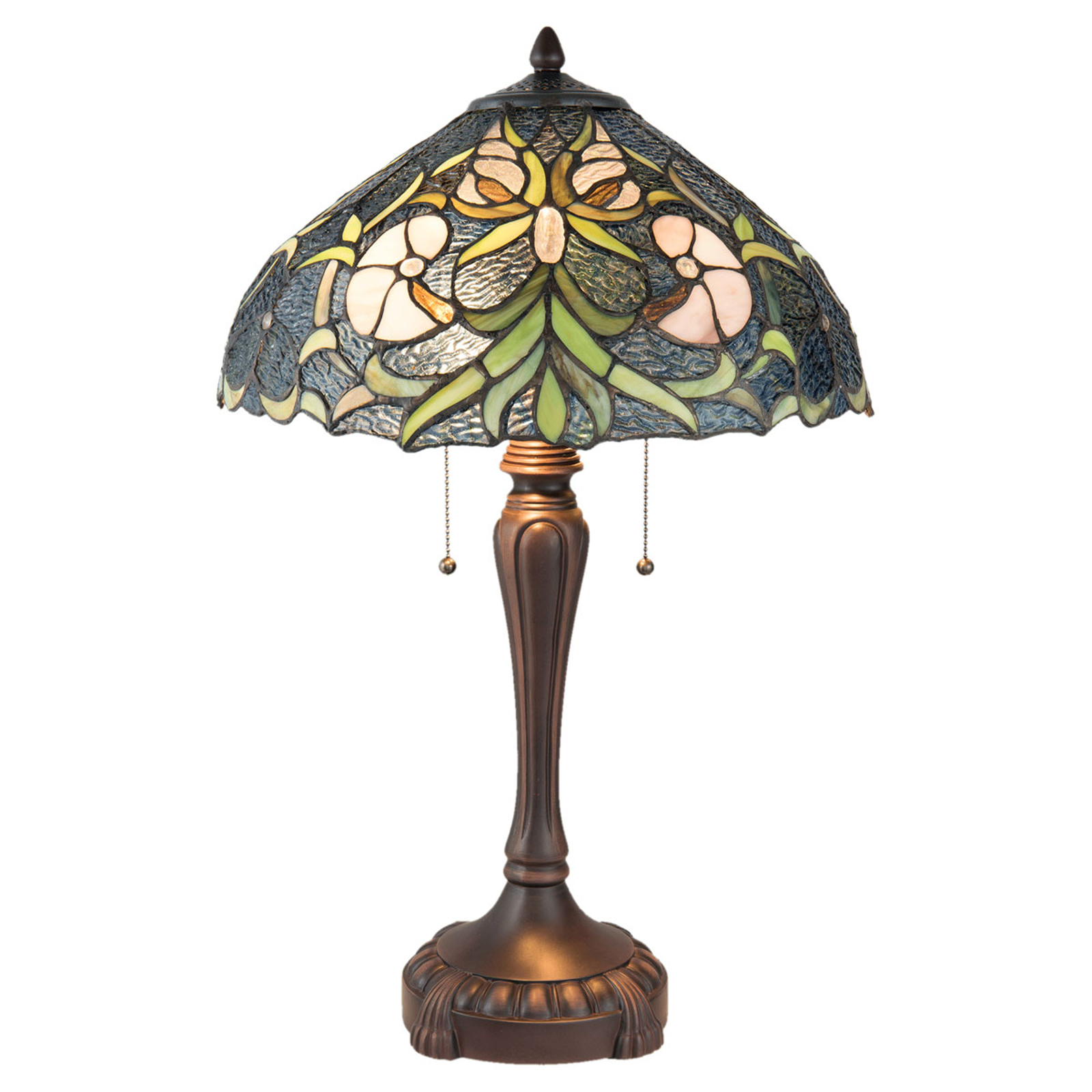 Bordslampa 5922 i Tiffany-stil, 2 lampor, blå