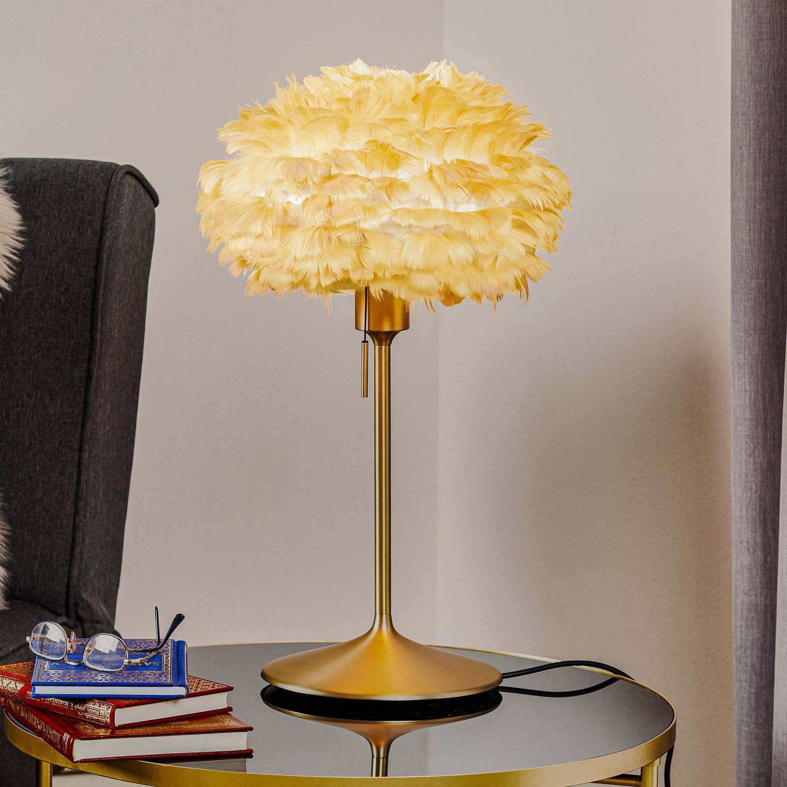 UMAGE Eos mini bordslampa brun Champagne mässing