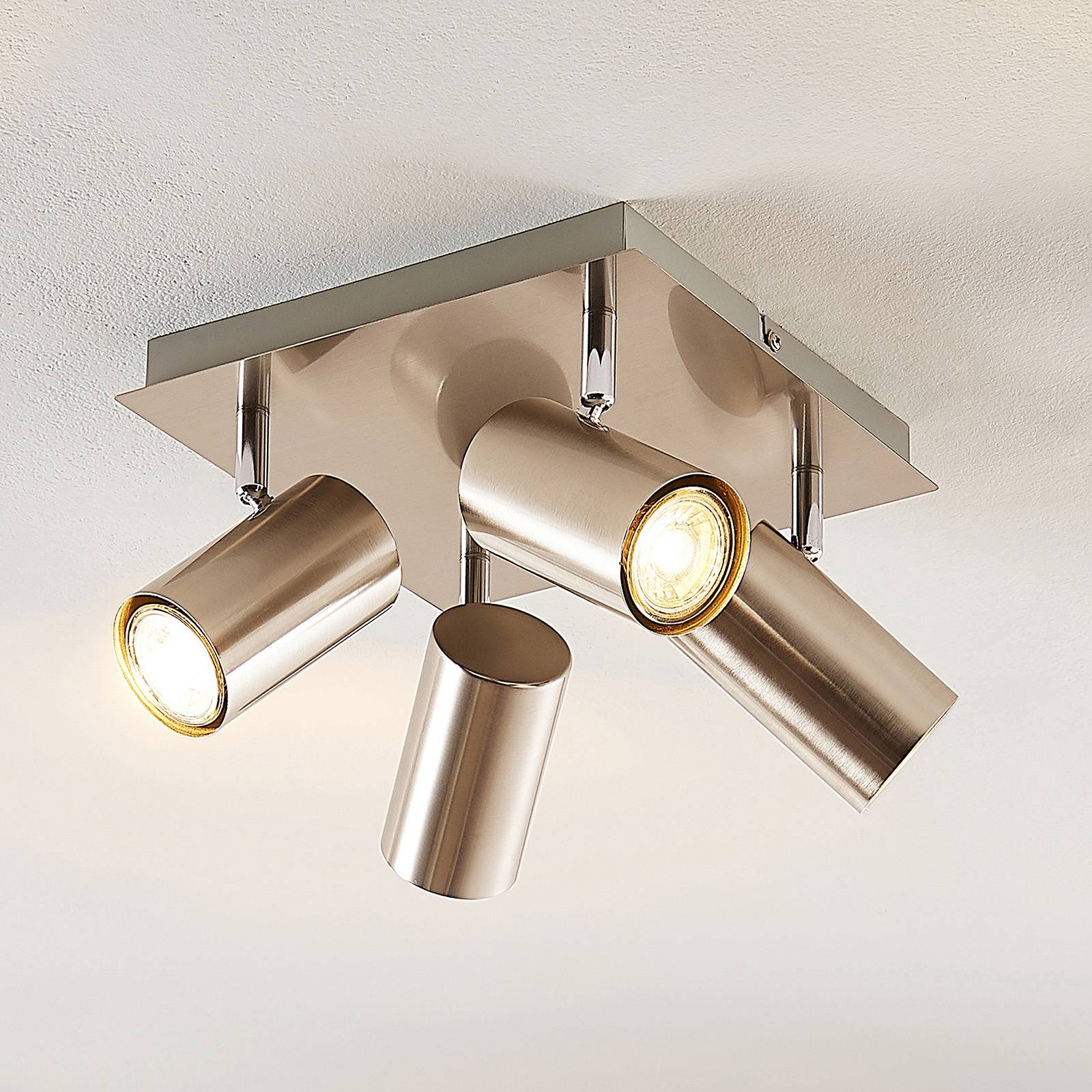 Lindby Joffrey taklampa, 4 lampor, nickel