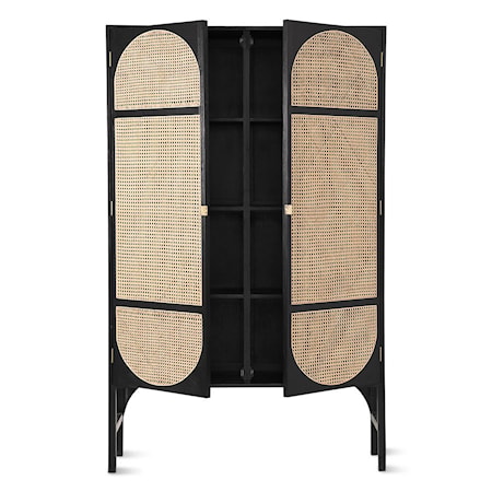 Retro Webbing Cabinet Black m shelves