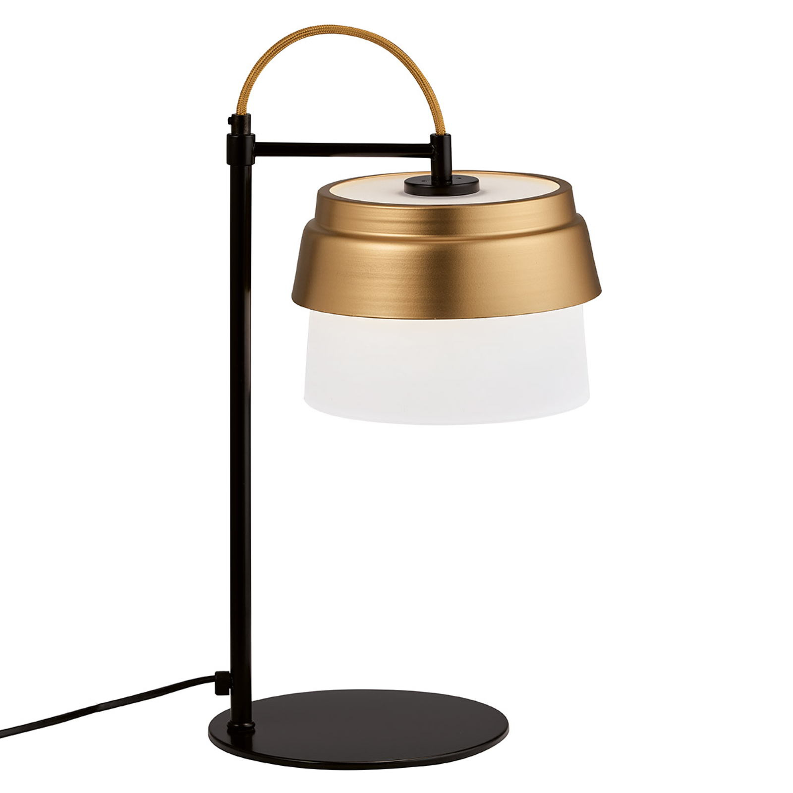 Bordslampa Morgan med glasskärmar, vit-guld