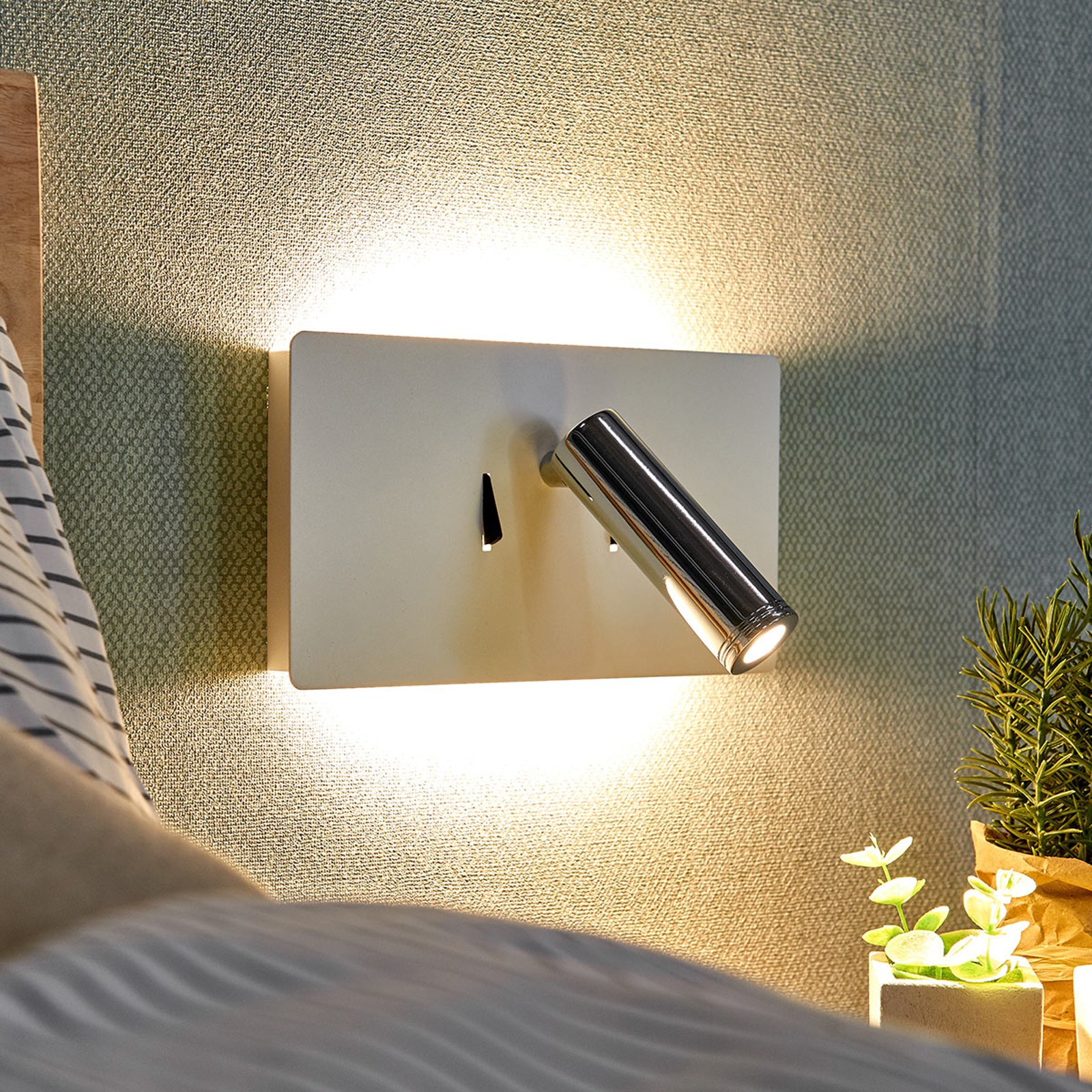 LED-vägglampa Elske med läslampa
