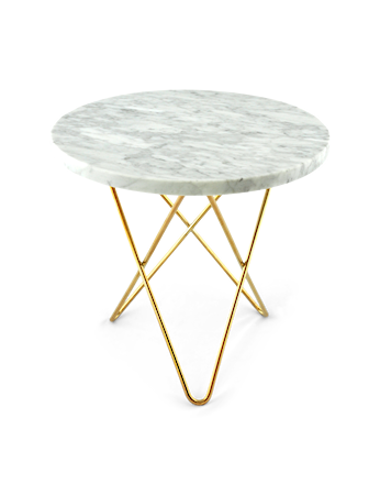 Mini O Table Matt Vit Marmor med Mässingram Ø40