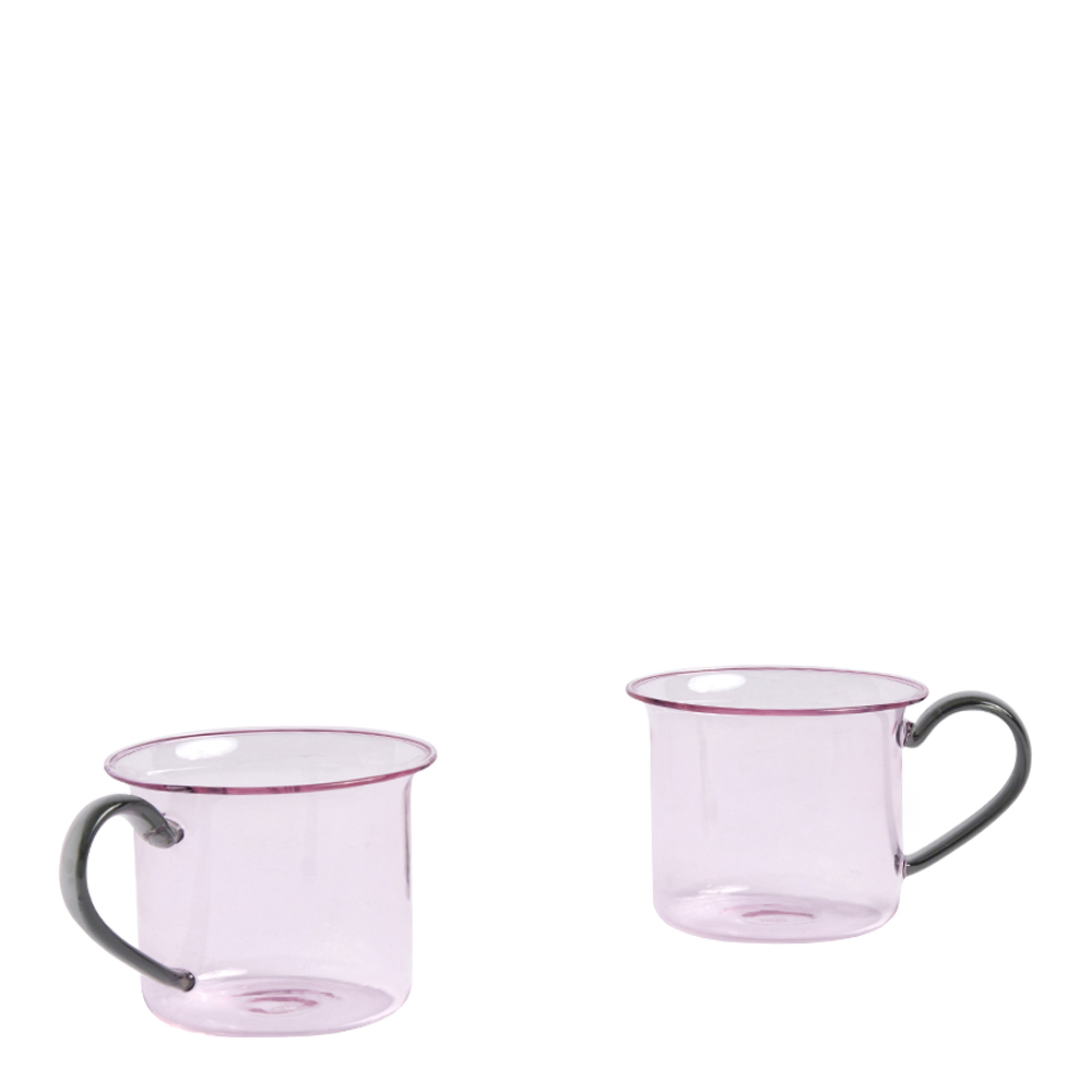 Hay - Muggar Borosilicatglas 8x6,5 cm 2-pack Rosa/Grå