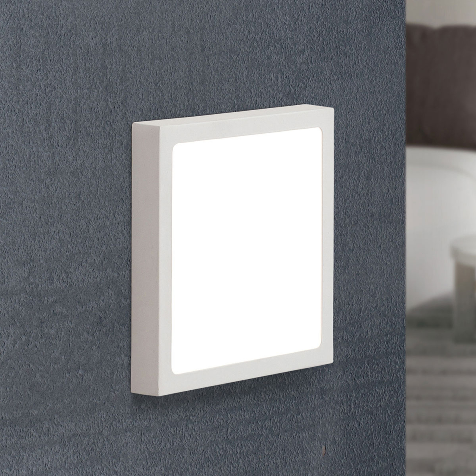 LED-vägglampa Vika, kvadrat, vit, 18 x 18 cm
