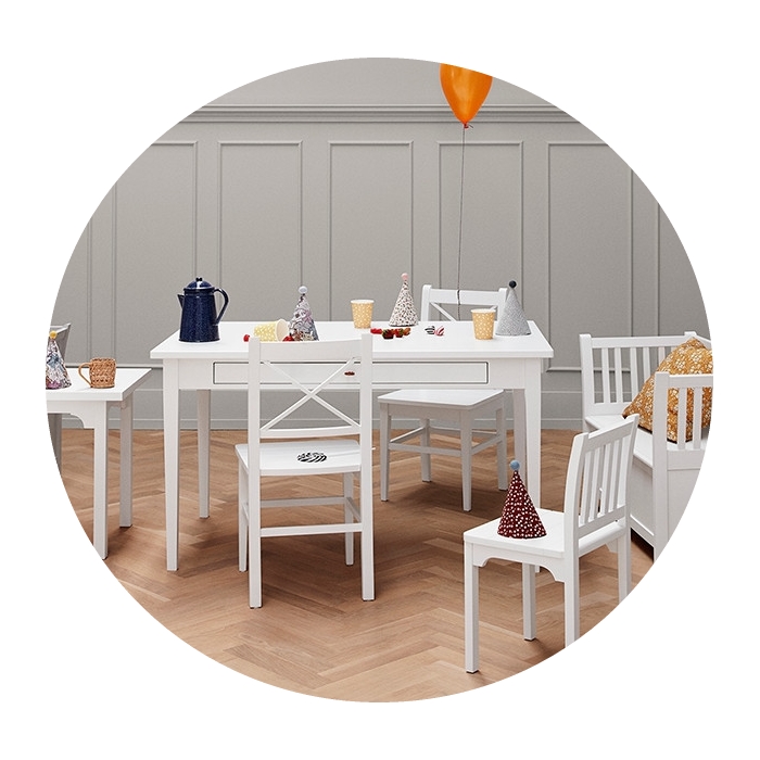 Juniorbord med låda/ läderstropp, Oliver Furniture