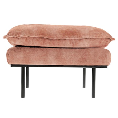 Retro Soffa Sammet Hocker Rosa