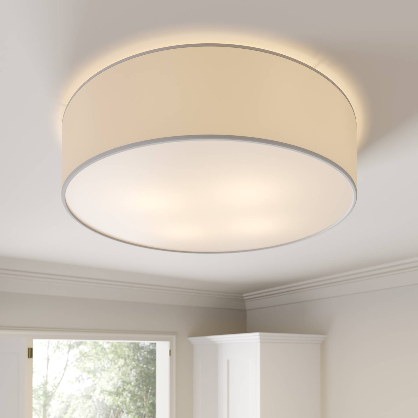 Taklampa Cassy med bländare, grå, Ø 58 cm