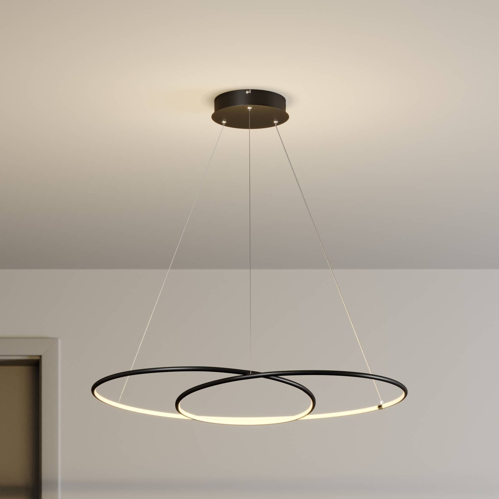 Lindby Lucy LED-hänglampa, 90 cm, matt svart