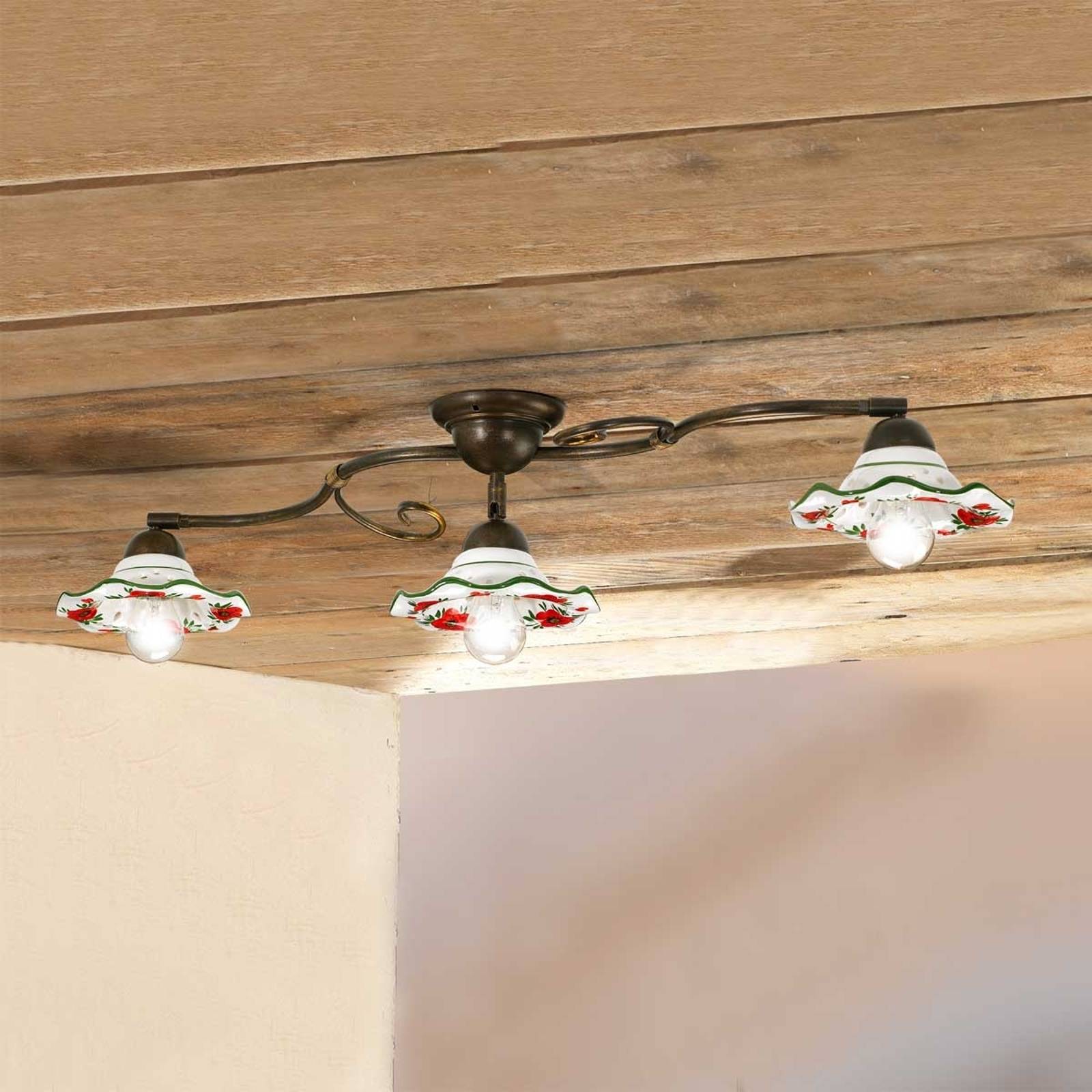 Taklampa ROSOLACCI med keramikskärmar 3-arm
