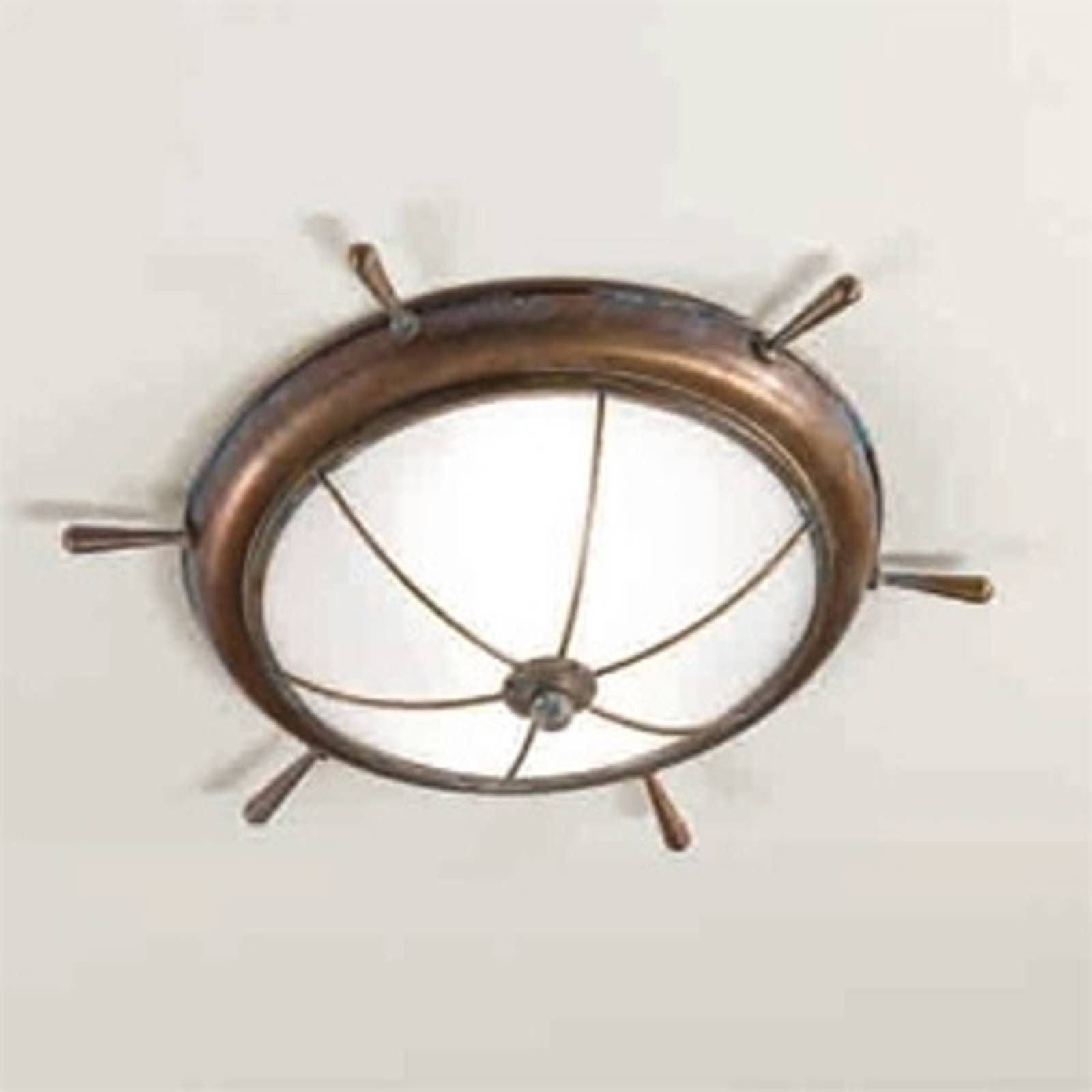 Maritim plafondlampa Libeccio, glänsande bronserad