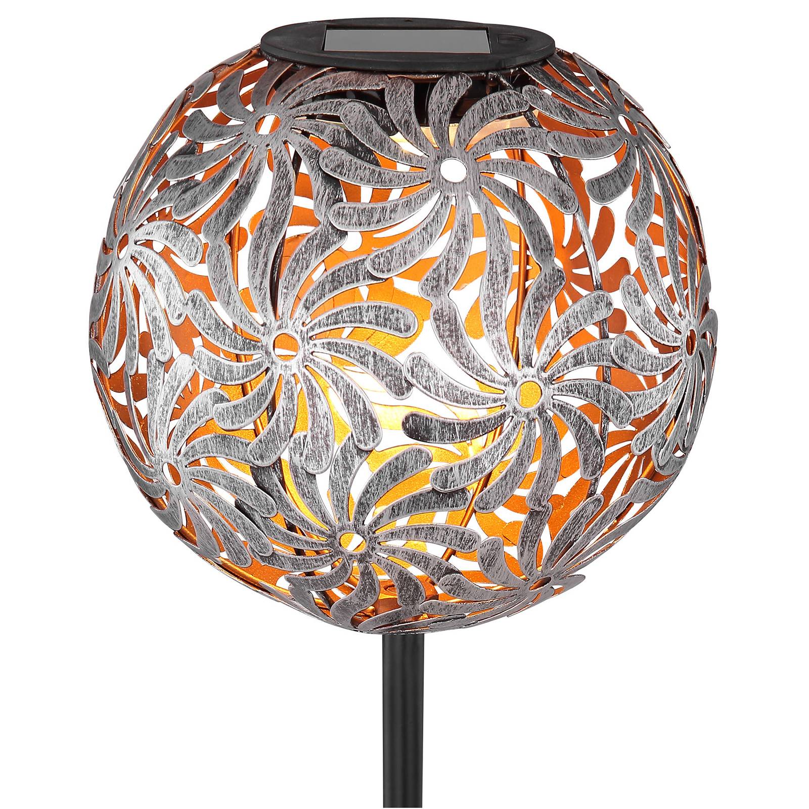 LED-solcellslampa 33632 med metallkula, silver