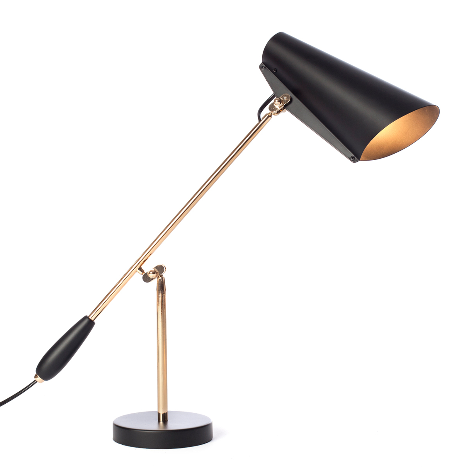 Retro-bordslampa Birdy i svart/mässing