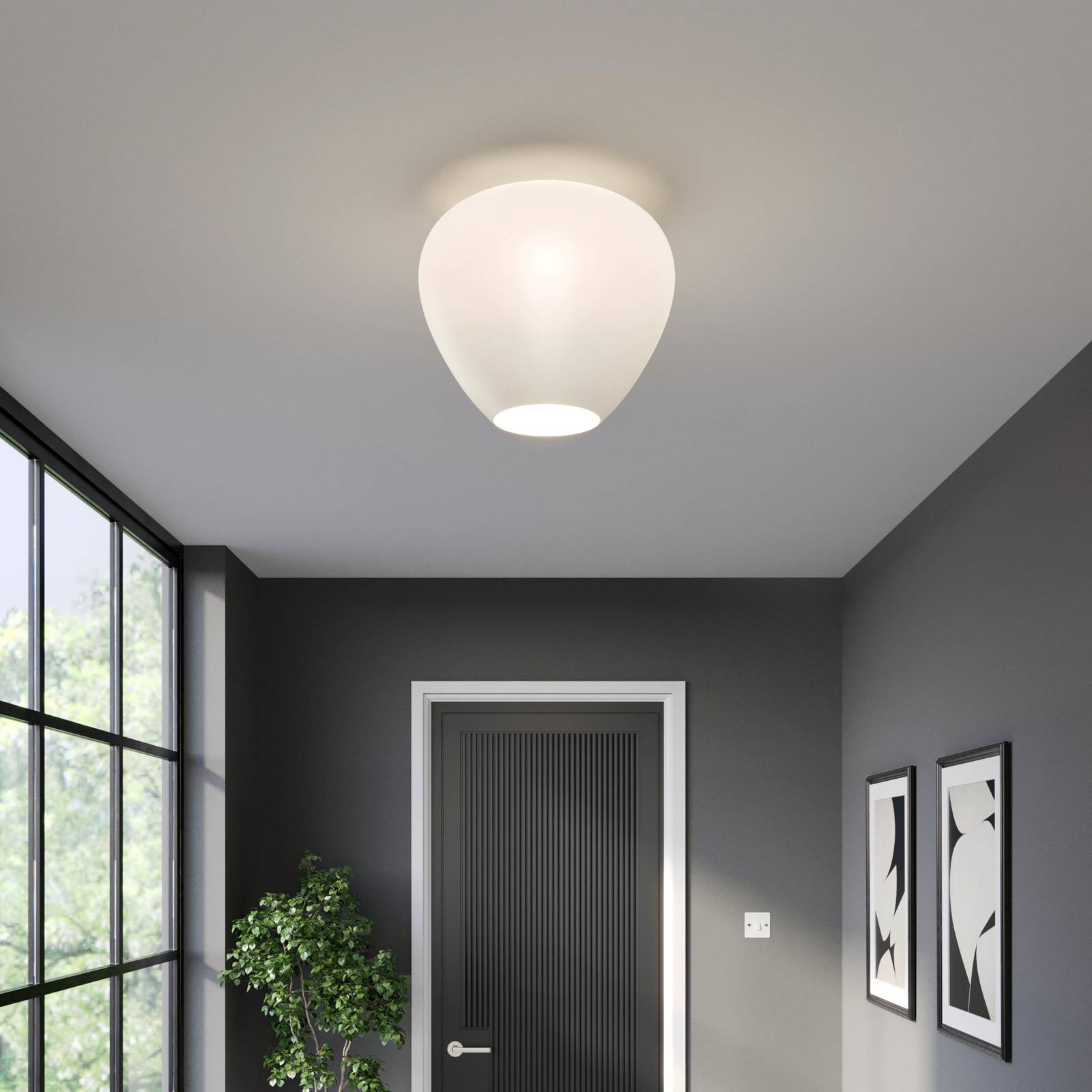Glas-taklampa Bibiane, opalvit