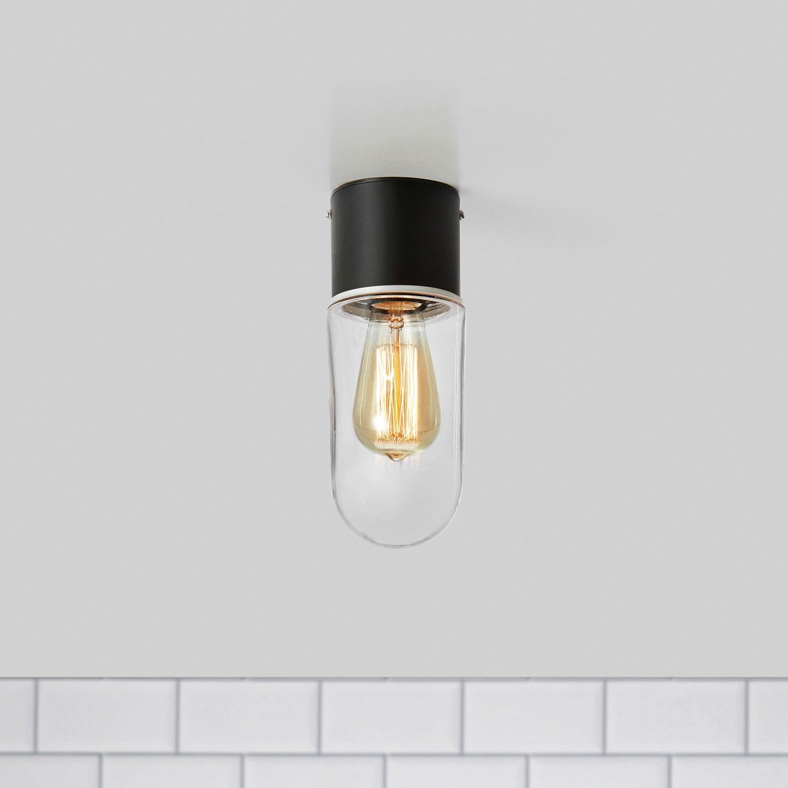 Taklampa Zen, klart glas, svart