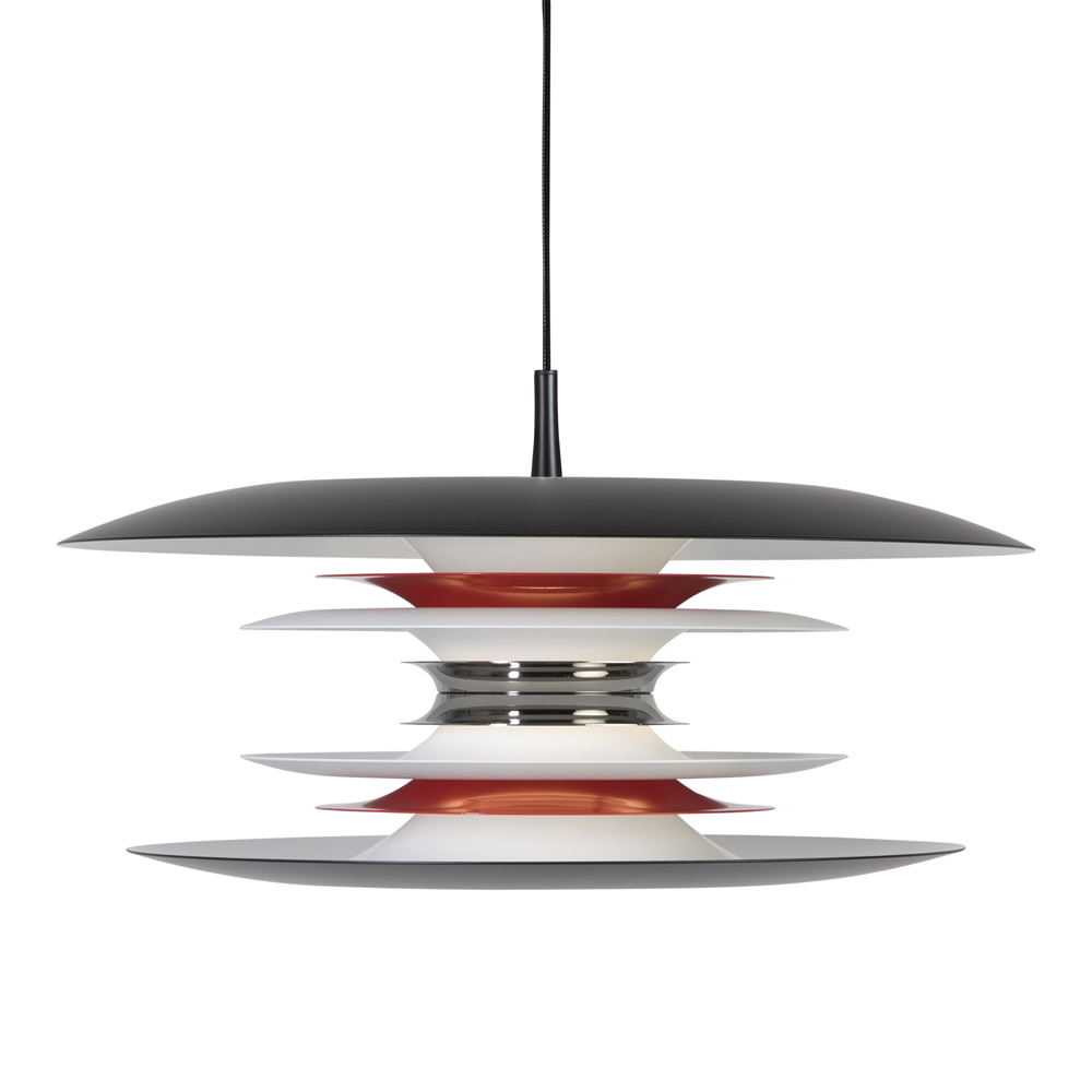 BELID - Diablo Taklampa Pendel 50 cm Matt Svart/Blank Röd