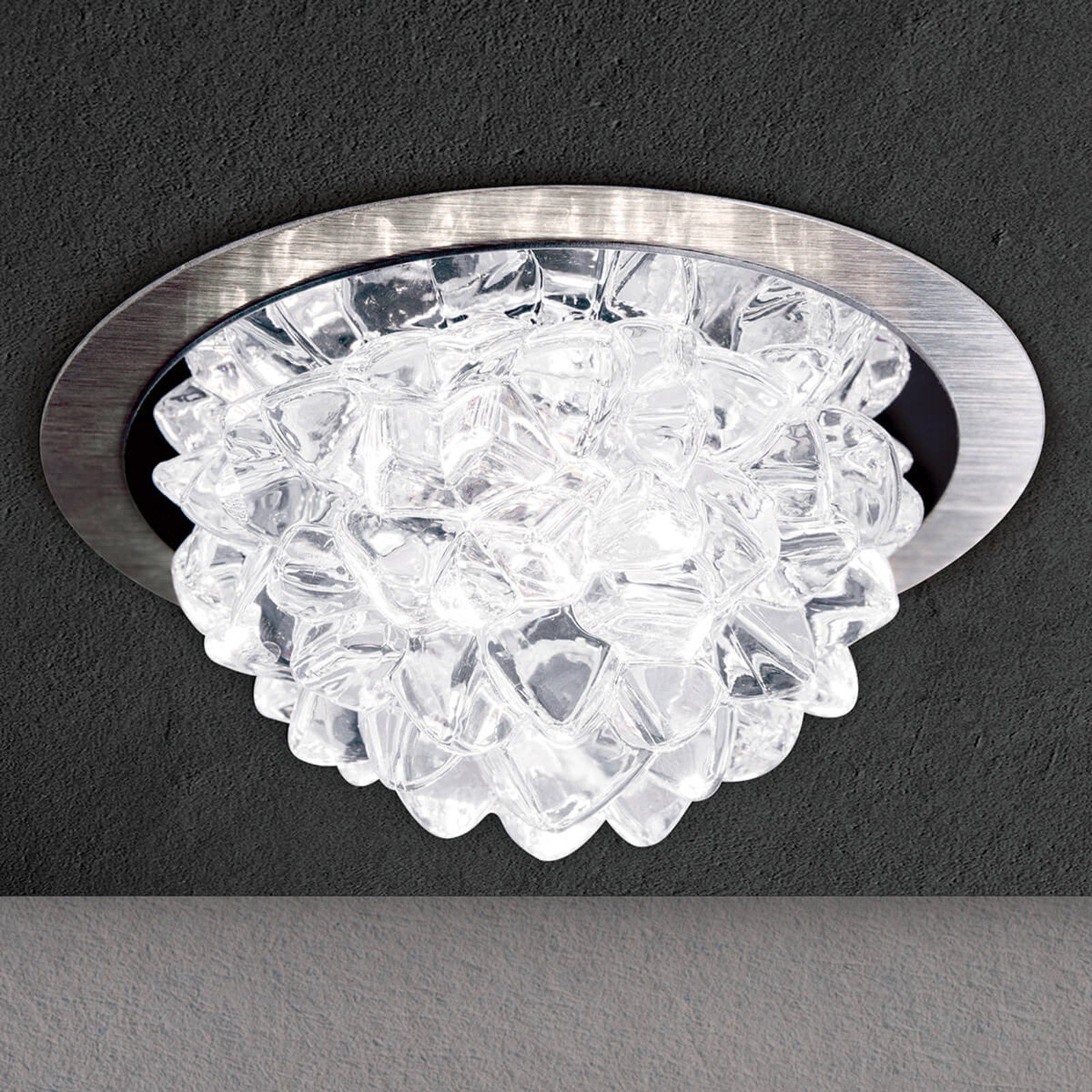 LED-inbyggnadslampa Cecil med kristaller aluminium