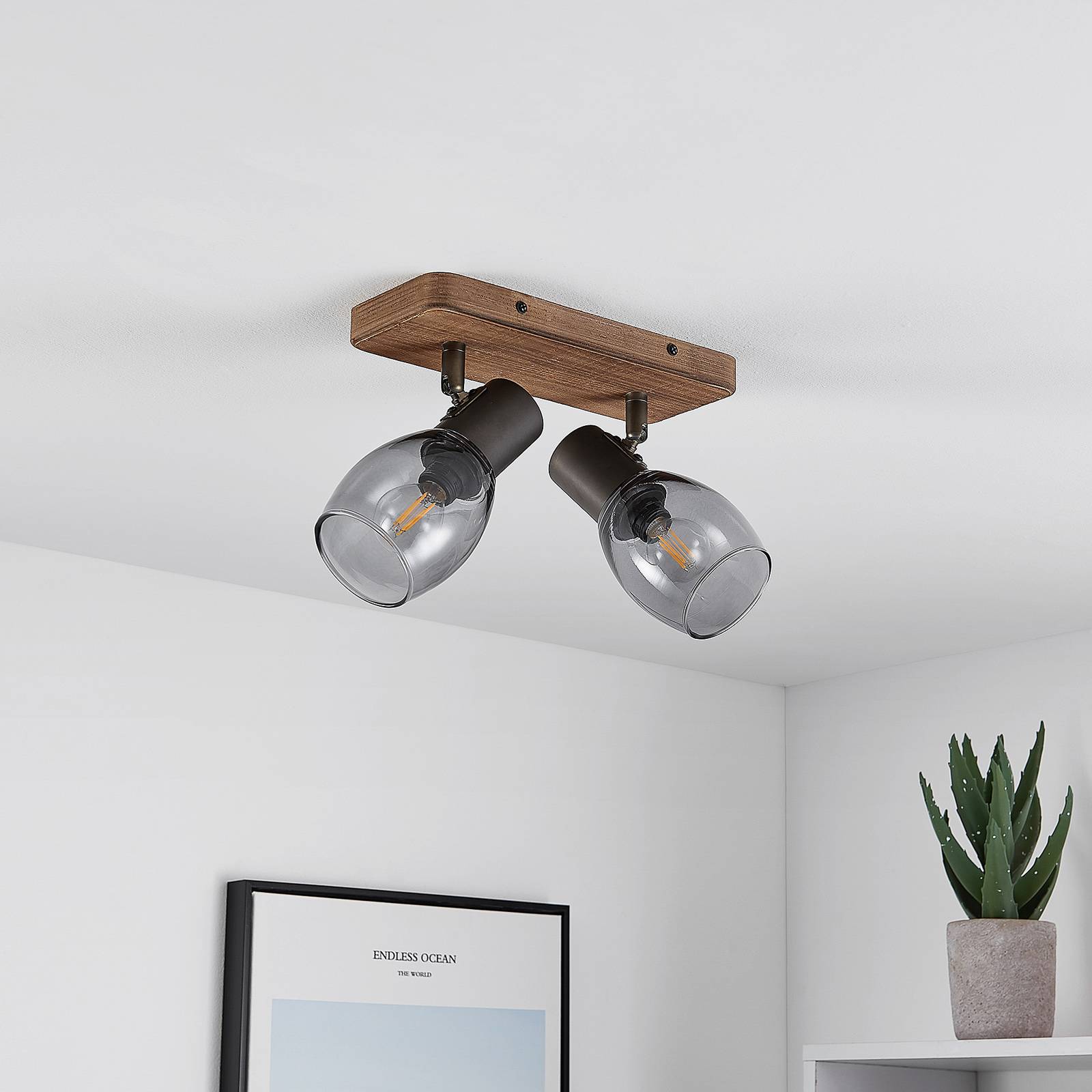 Lindby Ineska takspotlight, 2 lampor, kantig