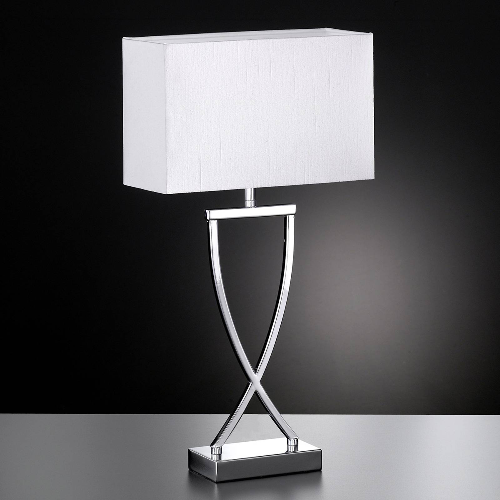 Söt textil-bordslampa Anni krom-vit