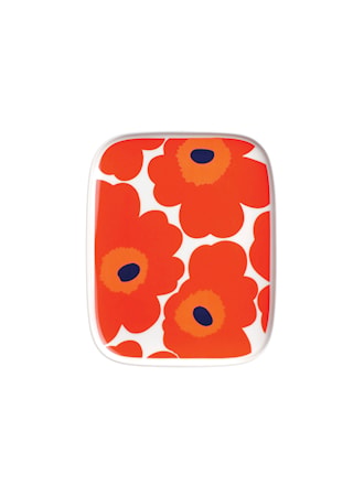 UNIKKO Tallrik 15x12 cm Vit/Röd