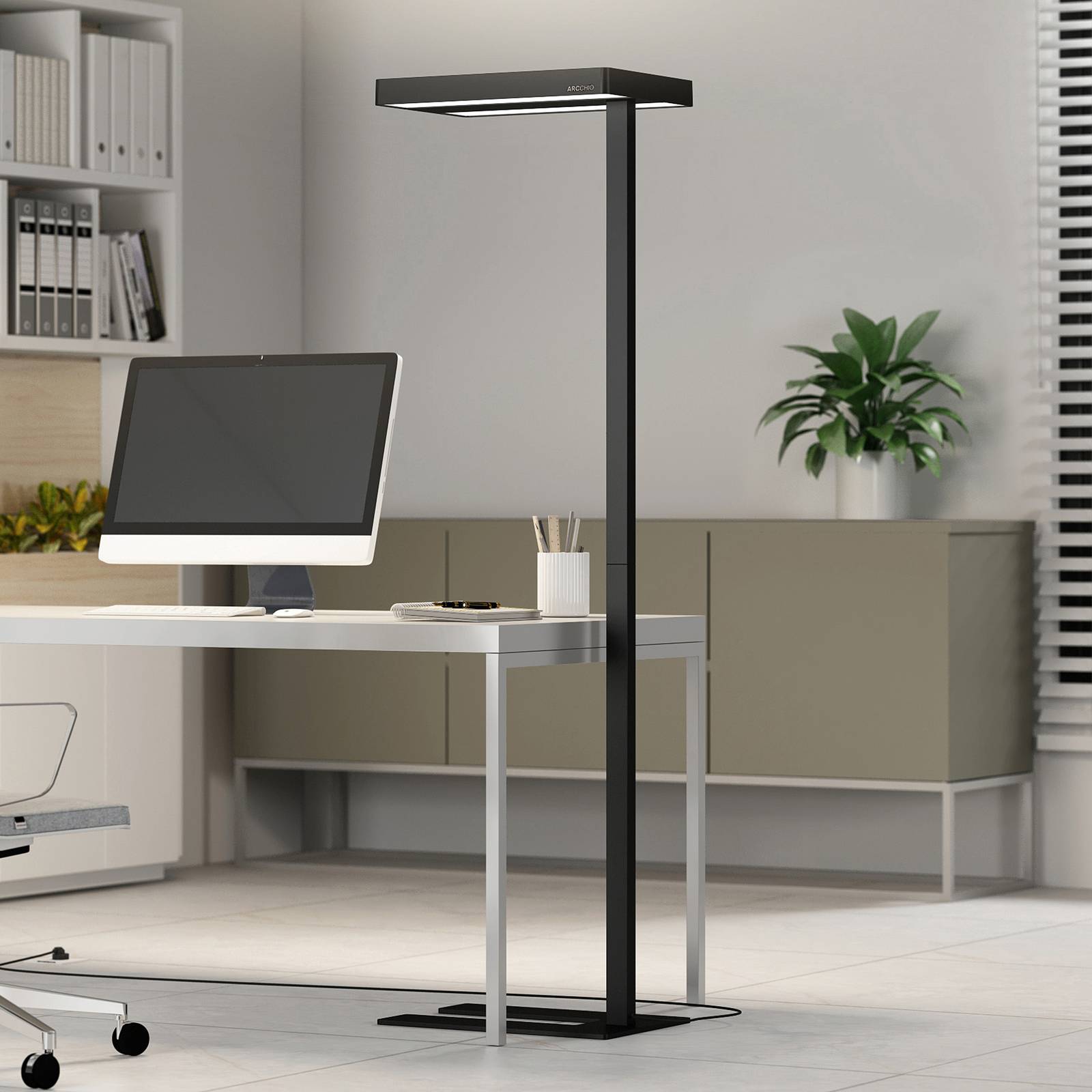 Arcchio Kalem kontors-golvlampa, rund, svart