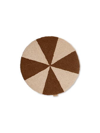 Arch Embr. Rund kudde Dark Brick/Off-White