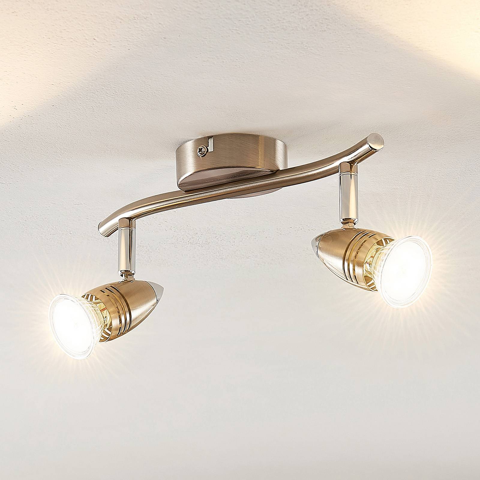 ELC Kalean LED-takspotlight, nickel, 2 lampor