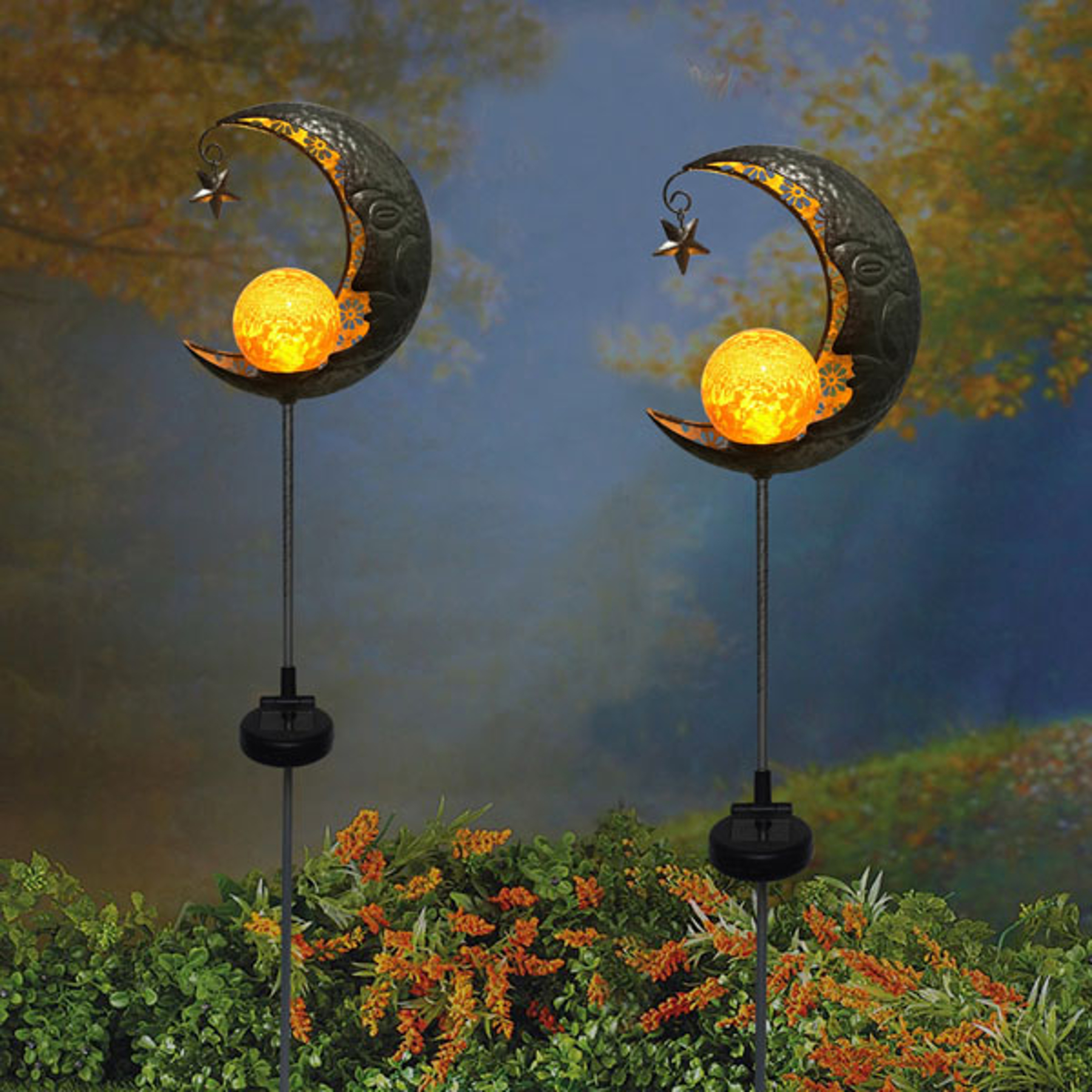 LED-solcellslampa Mond
