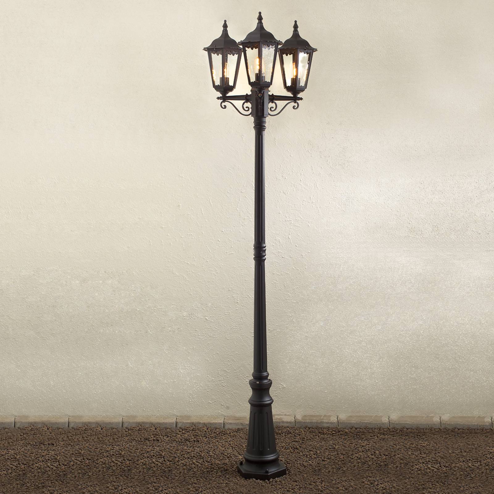 Lyktstolpe Firenze, 3 lampa, svart