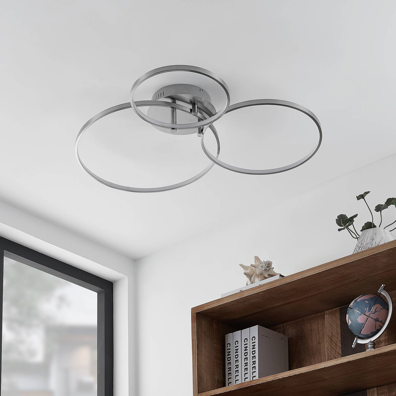 Lindby Rayk LED-taklampa, nickel satin