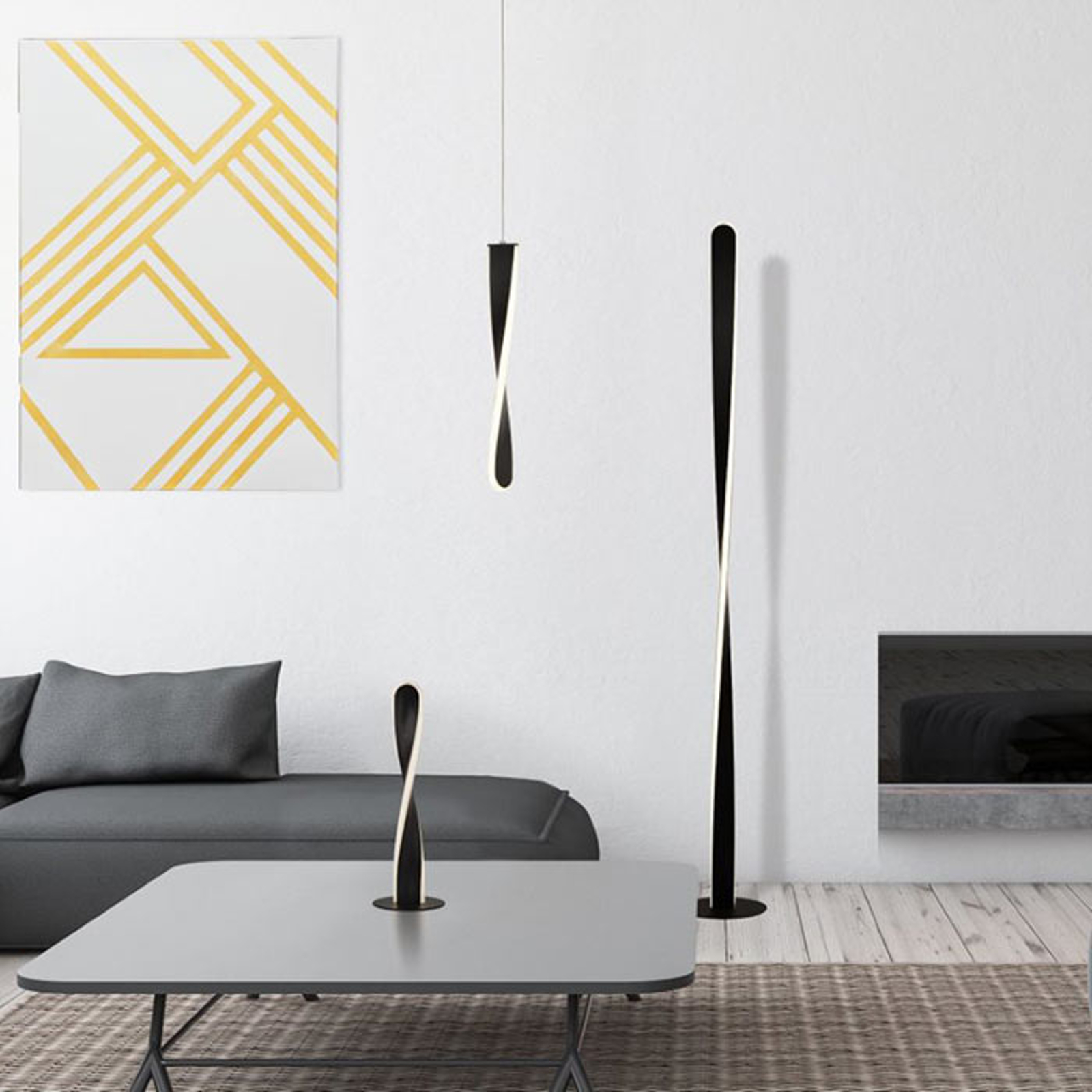 LED-golvlampa Paddle i matt svart