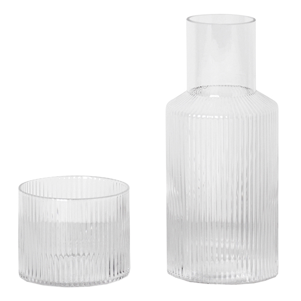 Ferm Living - Ripple Karaff 0,5 L + Glas 20 cl Klar