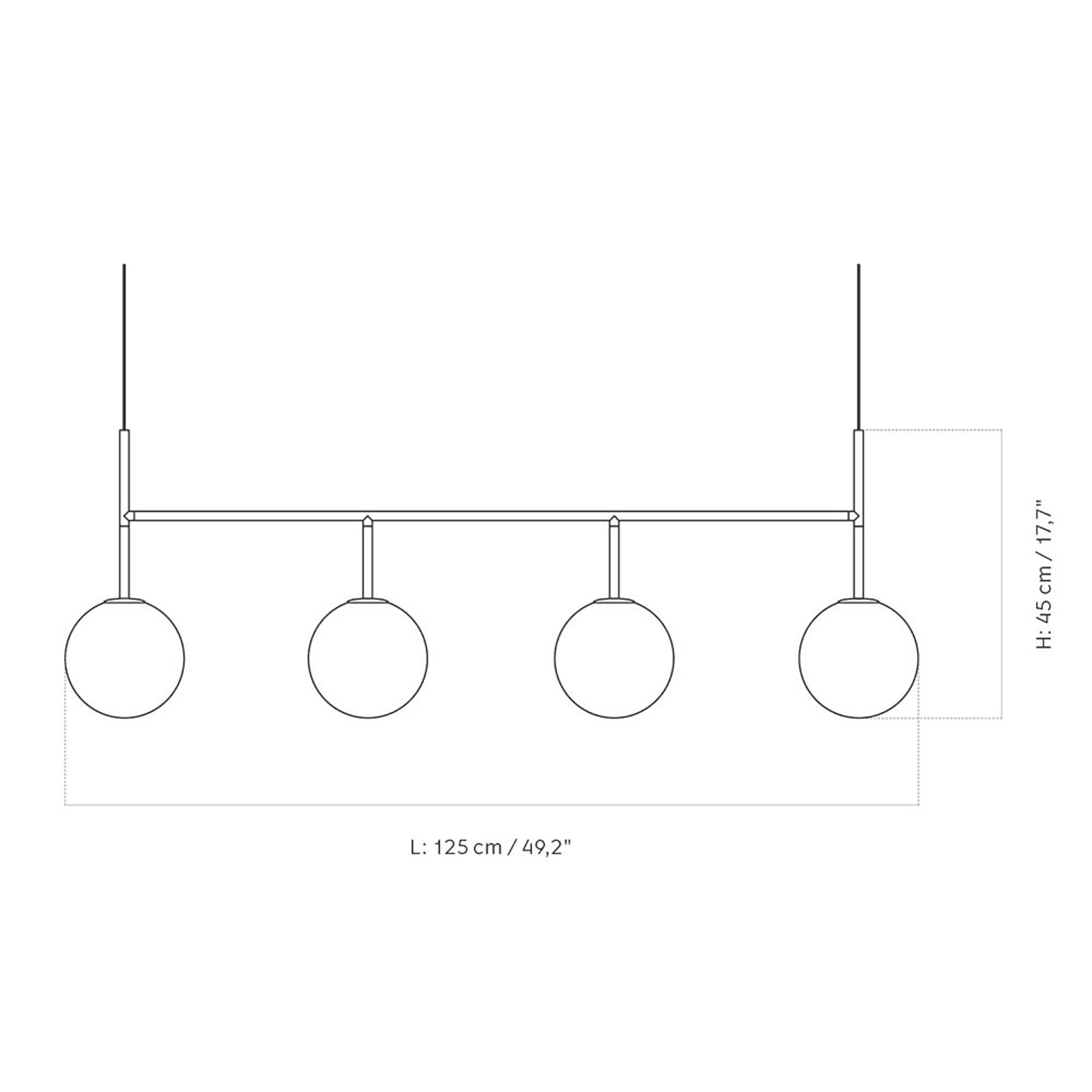 Menu TR Bulb LED-pendel 4 lampor svart/opal matt