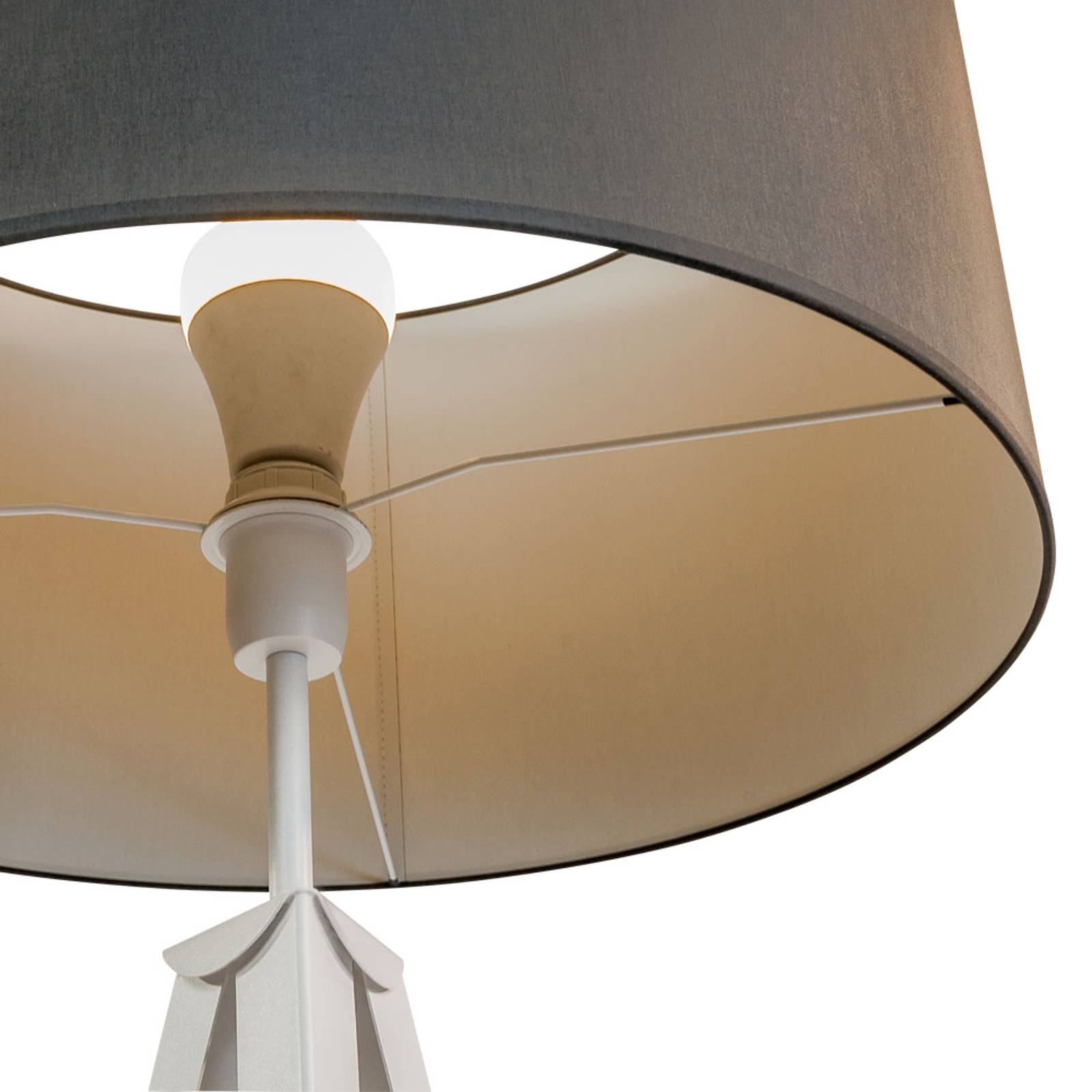 Golvlampa Tago, trebent, vit, skärm grå/vit