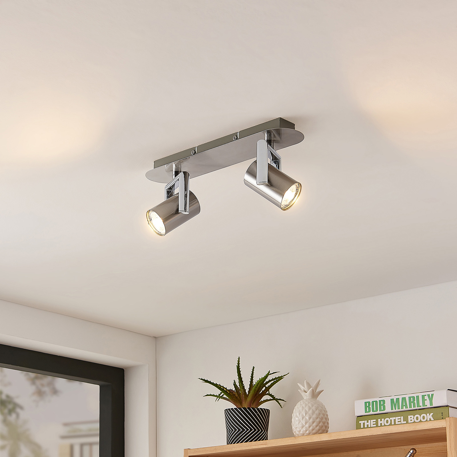Lindby Reina takspotlight, nickel, 2 lampor