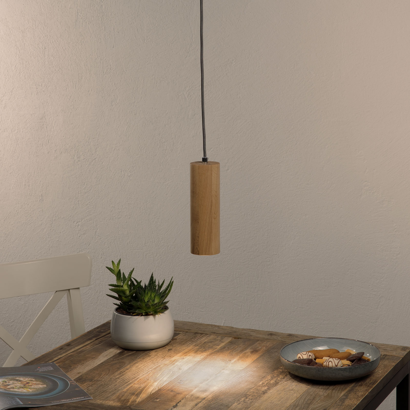 1 lampa LED-pendellampa Pipe av ekträ