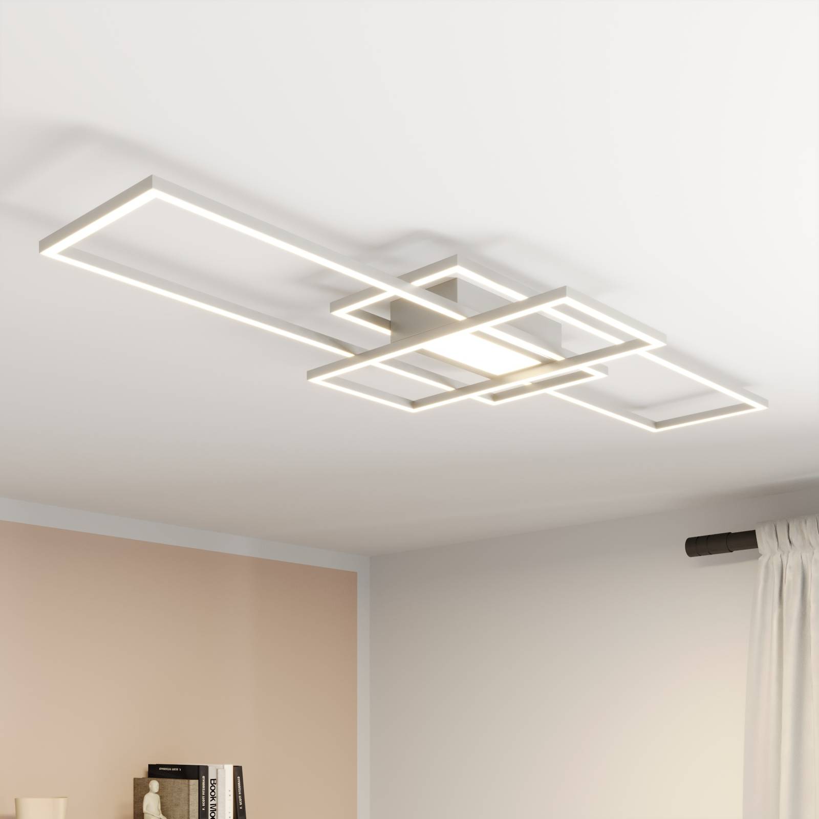 Lindby Mairin LED-taklampa, matt nickel