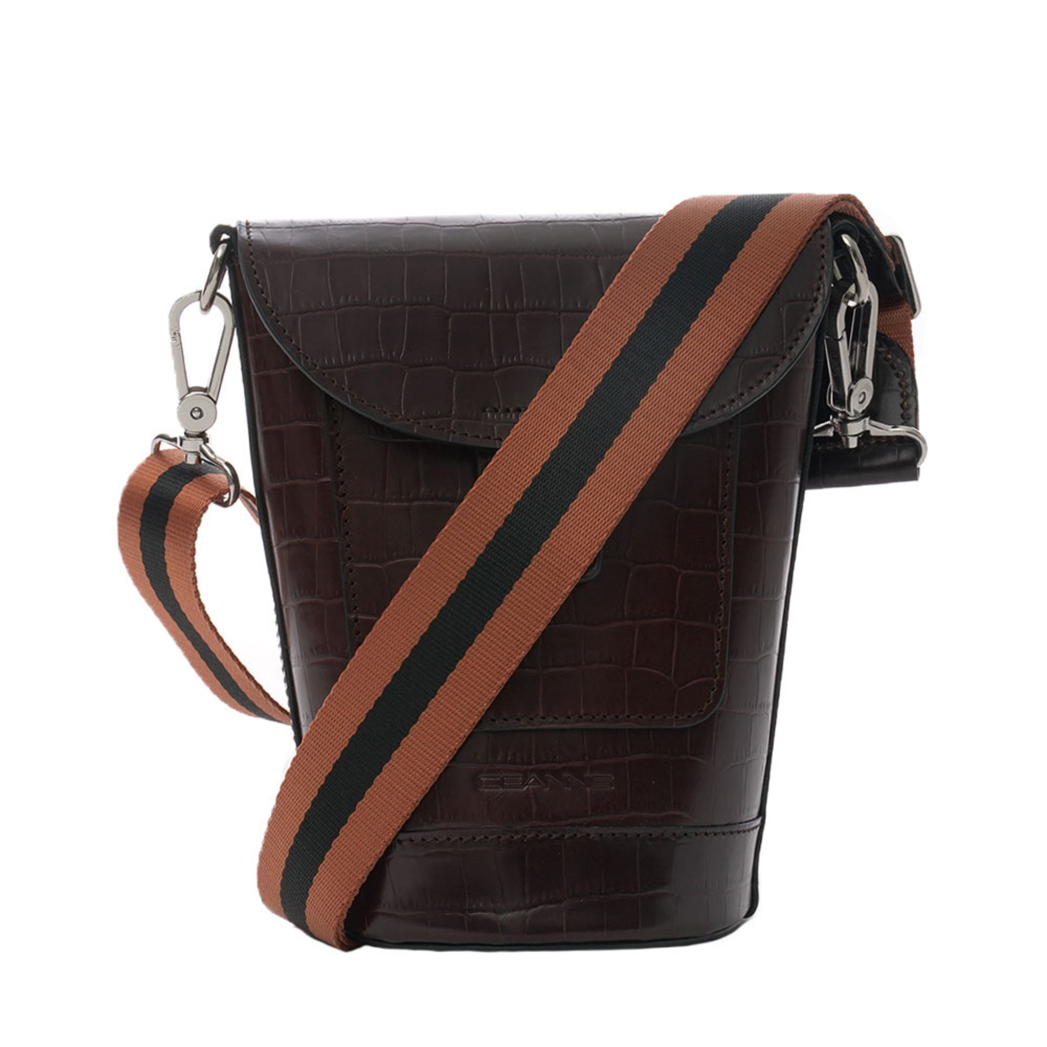 Croco Leather Brown Bottle Bag
