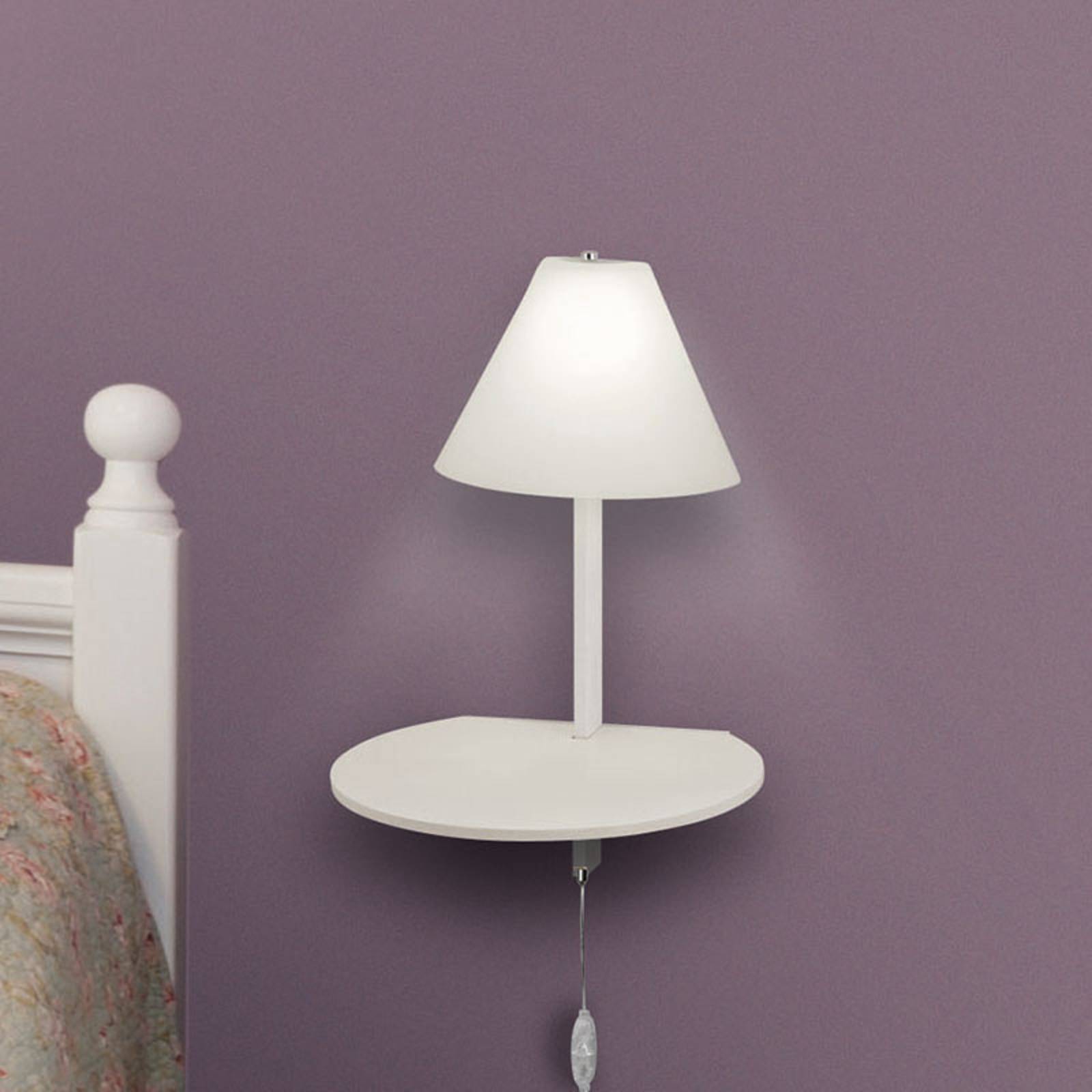 LED-vägglampa Goodnight, USB-port, vit-vit