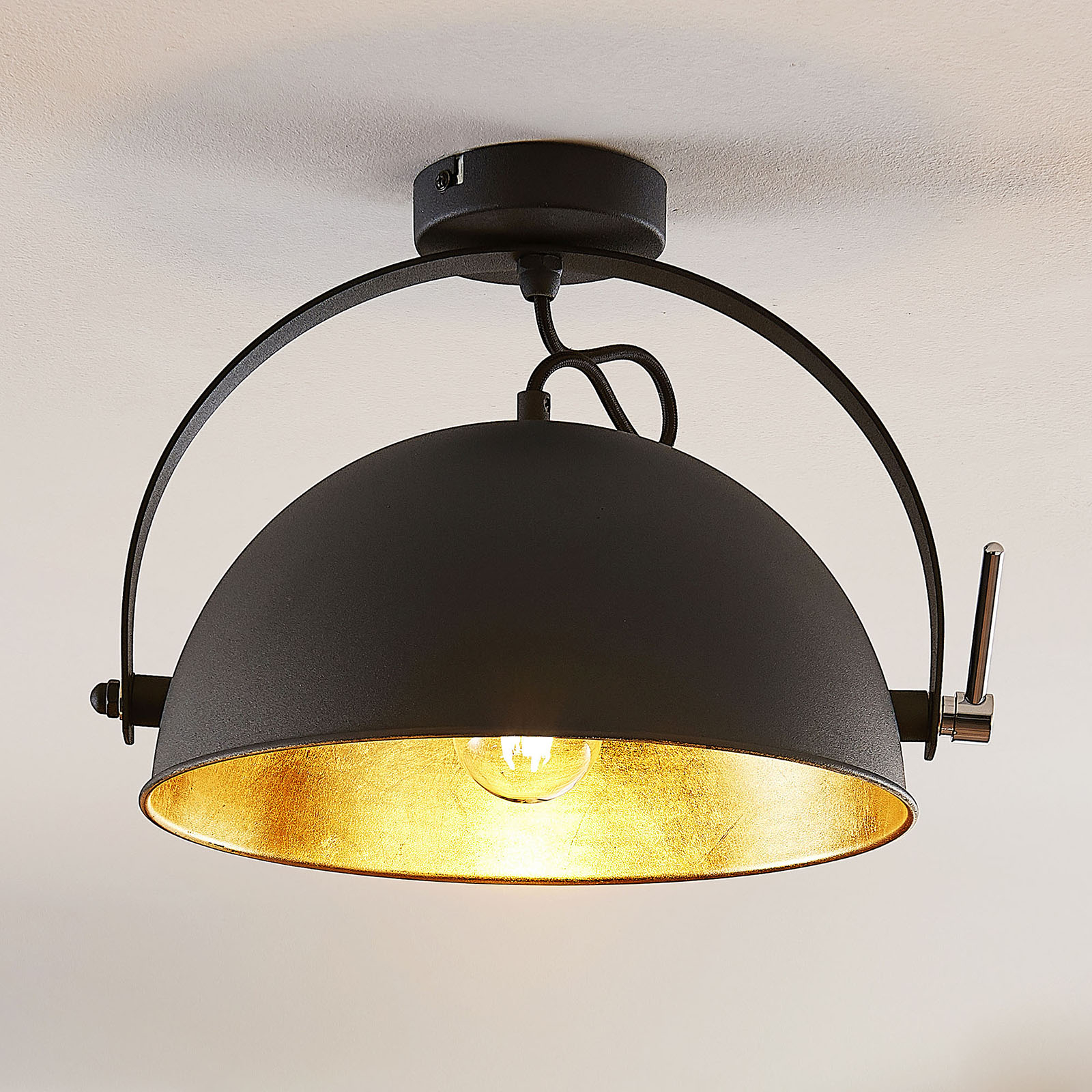 Taklampa Muriel, svart/guld